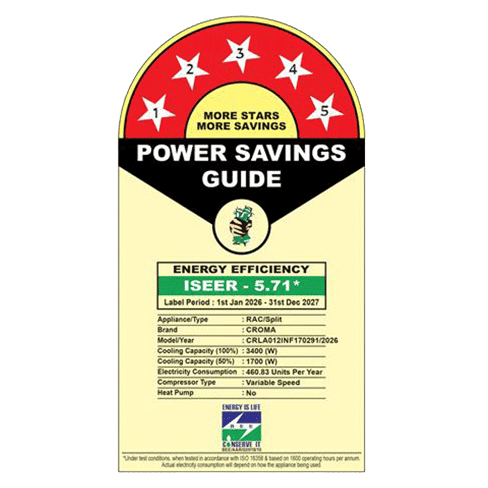 Croma 7 in 1 Convertible 1 Ton 5 Star Inverter Split AC with 4 Way Auto Swing (2026 Model, Copper Condenser, CRLA012INF170291)_5