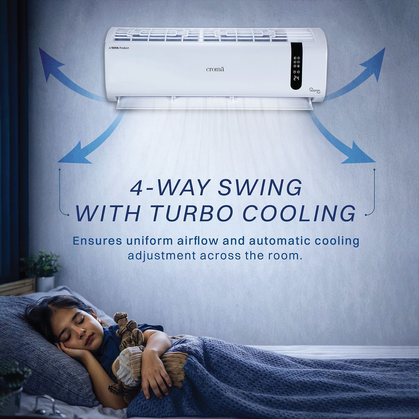 Croma 7 in 1 Convertible 1 Ton 5 Star Inverter Split AC with 4 Way Auto Swing (2026 Model, Copper Condenser, CRLA012INF170291)_7