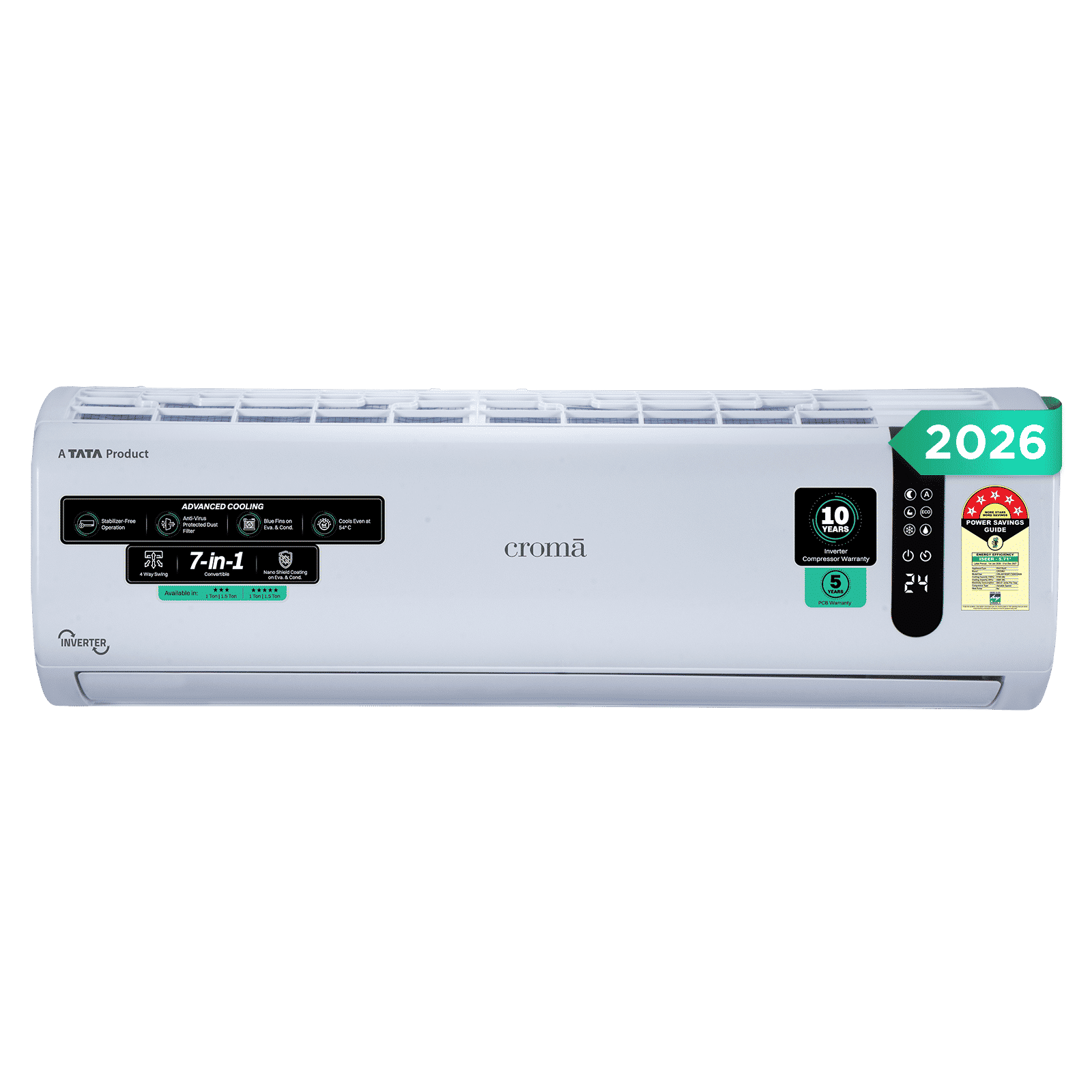 Croma 7 in 1 Convertible 1.5 Ton 5 Star Inverter Split AC with 4 Way Auto Swing (2026 Model, Copper Condenser, CRLA018INF170293)_1