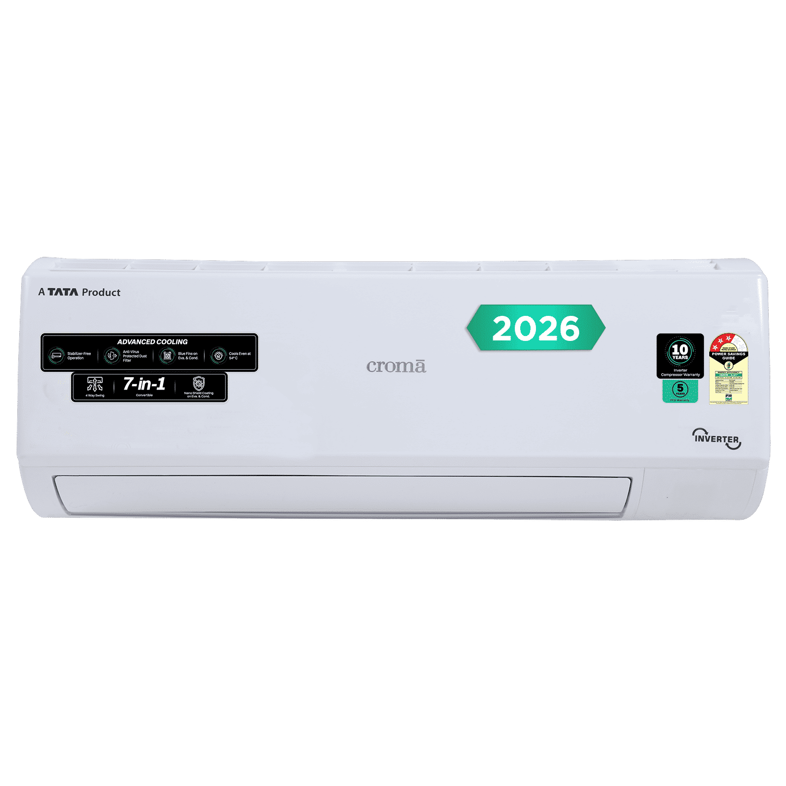 Croma 7 in 1 Convertible 2 Ton 3 Star Inverter Split AC with 4 Way Auto Swing (2026 Model, Copper Condenser, CRLA022IND170294) Croma 7 in 1 Convertible 2 Ton 3 Star Inverter Split AC with 4 Way Auto Swing (2026 Model, Copper Condenser, CRLA022IND170294)_1