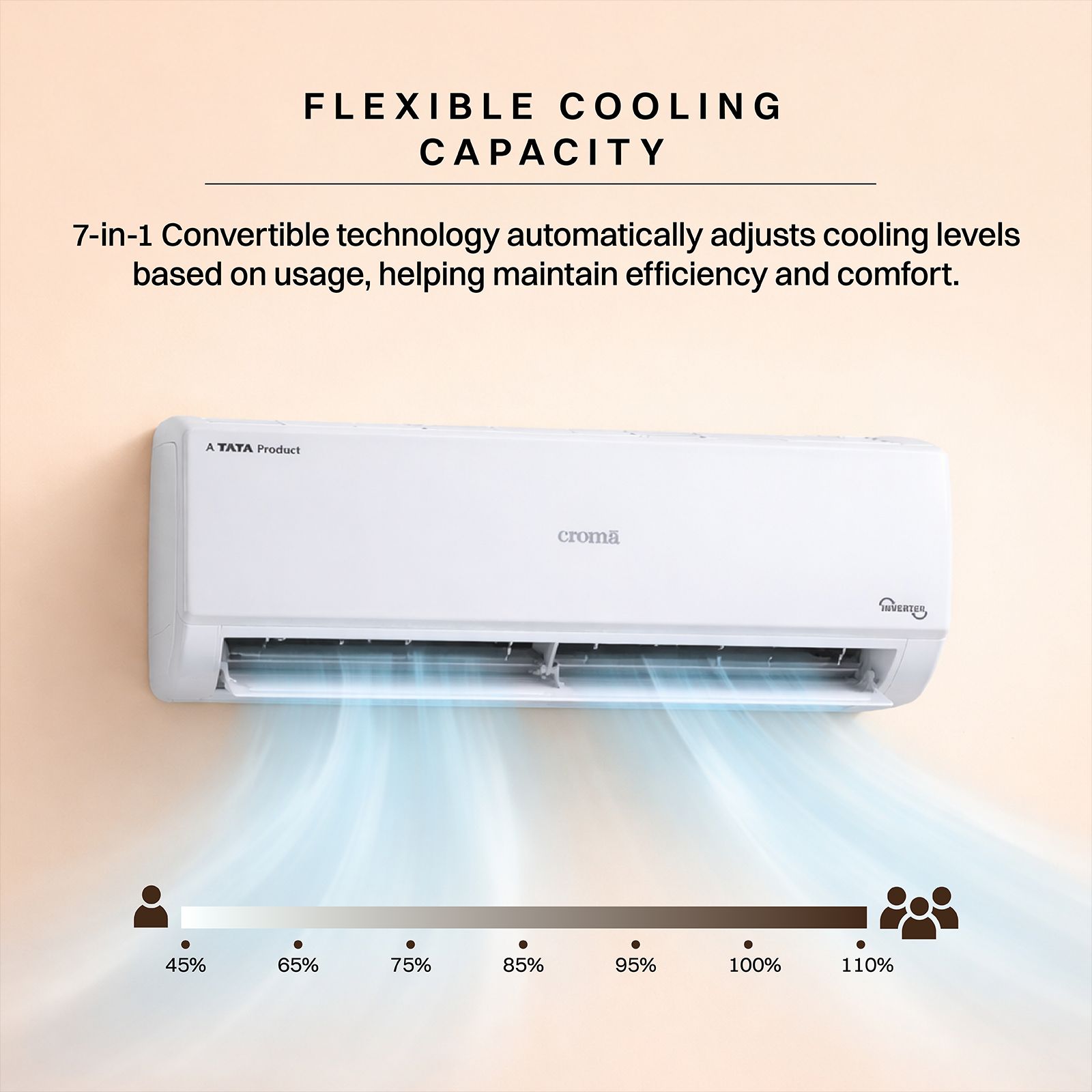 Croma 7 in 1 Convertible 2 Ton 3 Star Inverter Split AC with 4 Way Auto Swing (2026 Model, Copper Condenser, CRLA022IND170294) Croma 7 in 1 Convertible 2 Ton 3 Star Inverter Split AC with 4 Way Auto Swing (2026 Model, Copper Condenser, CRLA022IND170294)_5
