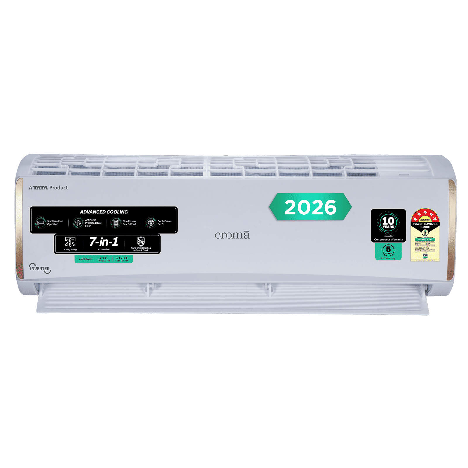 Croma 7 in 1 Convertible 1 Ton 5 Star Inverter Split AC with 4 Way Auto Swing (2026 Model, Copper Condenser, CRLA012INF170296)_1
