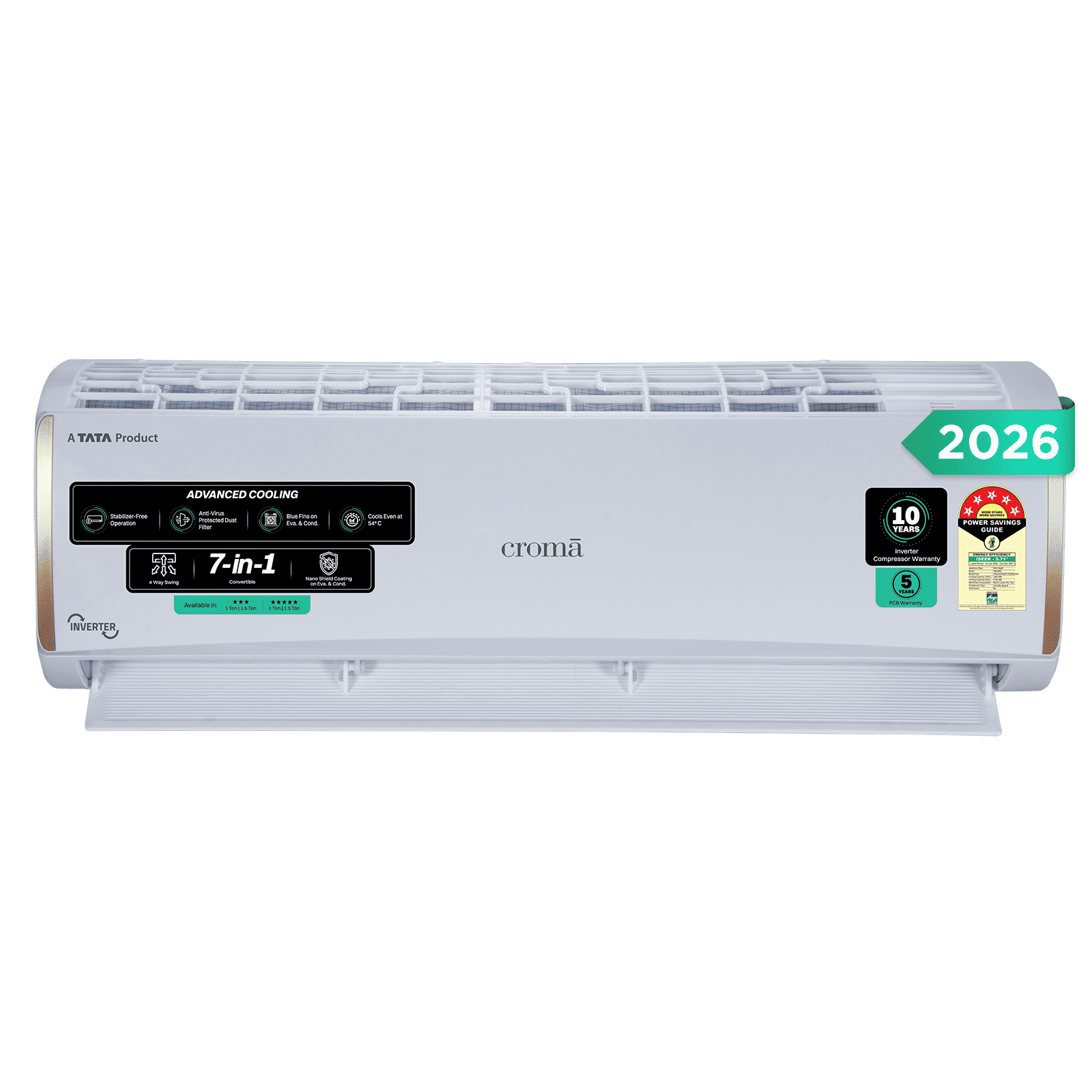 Croma 7 in 1 Convertible 1 Ton 5 Star Inverter Split AC with 4 Way Auto Swing (2026 Model, Copper Condenser, CRLA012INF170296)_1