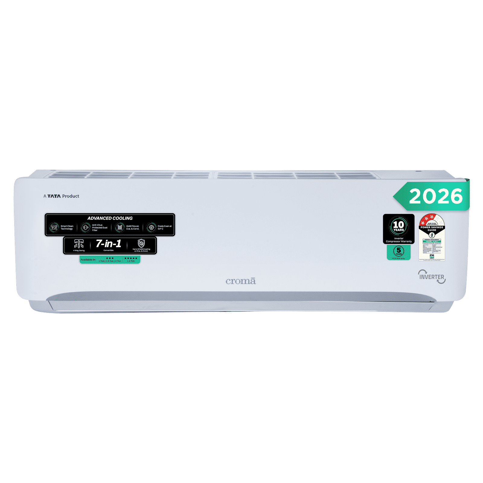 Croma 7 in 1 Convertible 1 Ton 3 Star Inverter Split AC with 4 Way Auto Swing (2026 Model, Copper Condenser, CRLA012IND342401)_1
