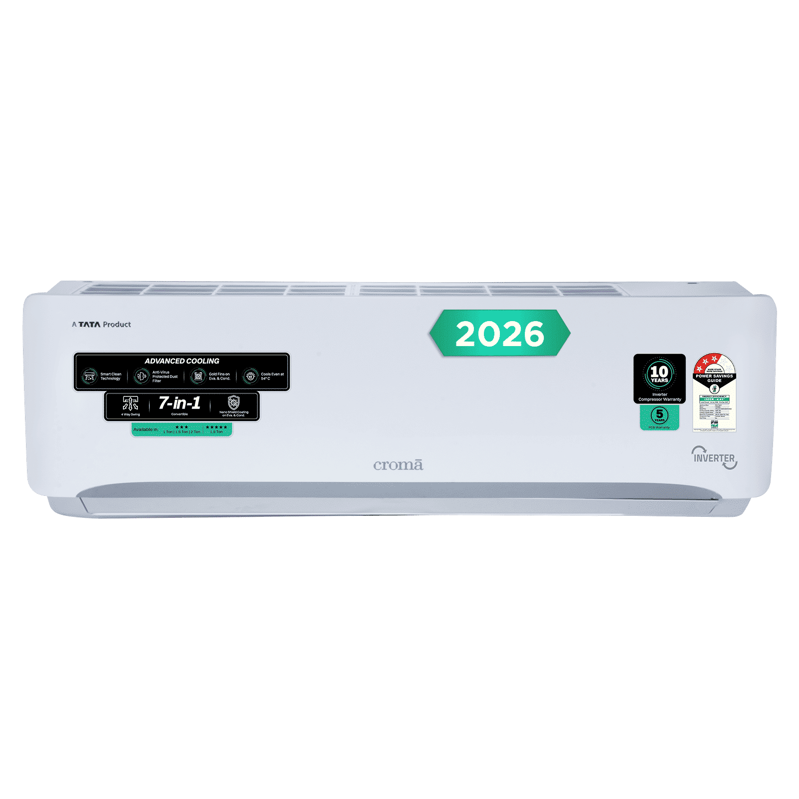 Croma 7 in 1 Convertible 1 Ton 3 Star Inverter Split AC with 4 Way Auto Swing (2026 Model, Copper Condenser, CRLA012IND342401)_1