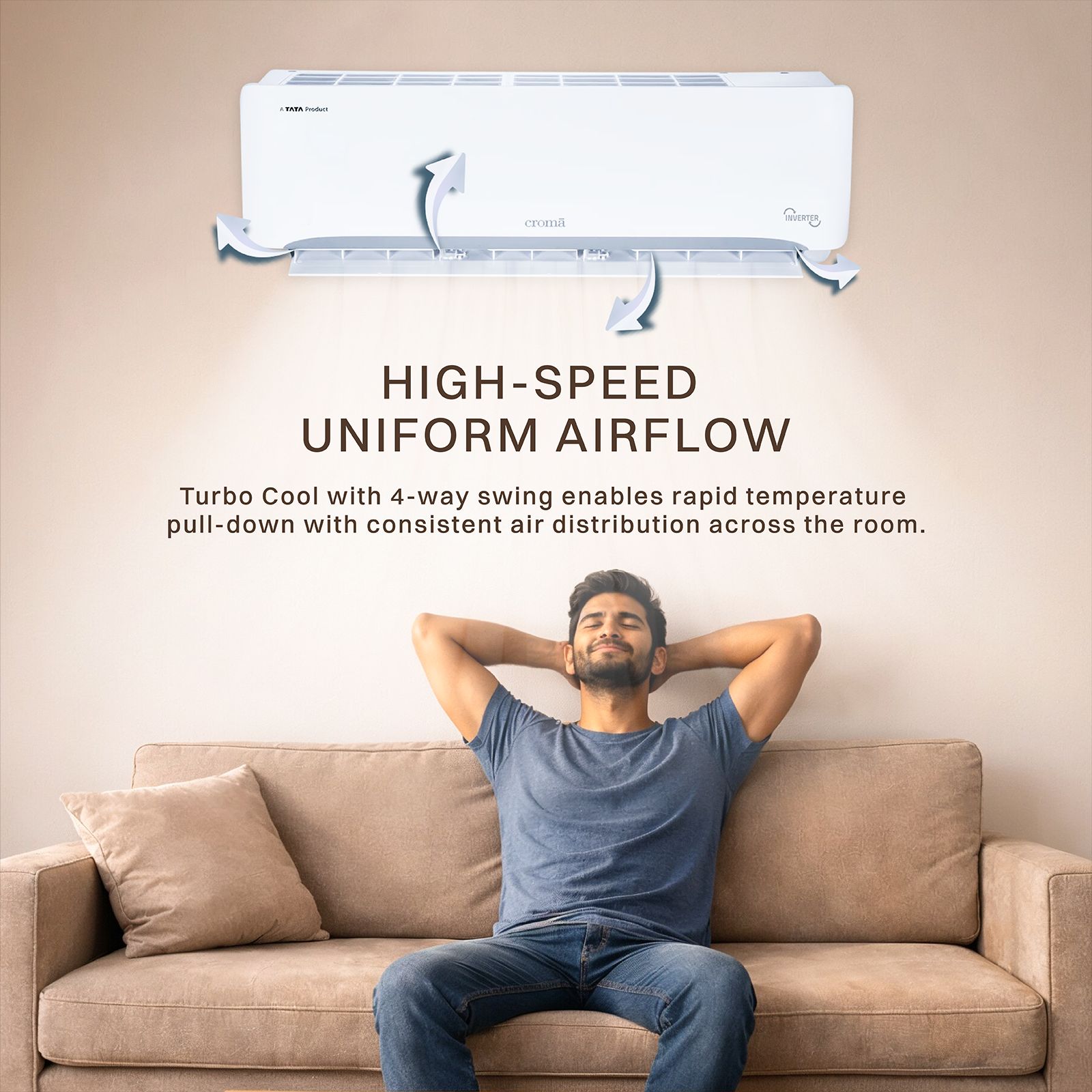 Croma 7 in 1 Convertible 1 Ton 3 Star Inverter Split AC with 4 Way Auto Swing (2026 Model, Copper Condenser, CRLA012IND342401)_7