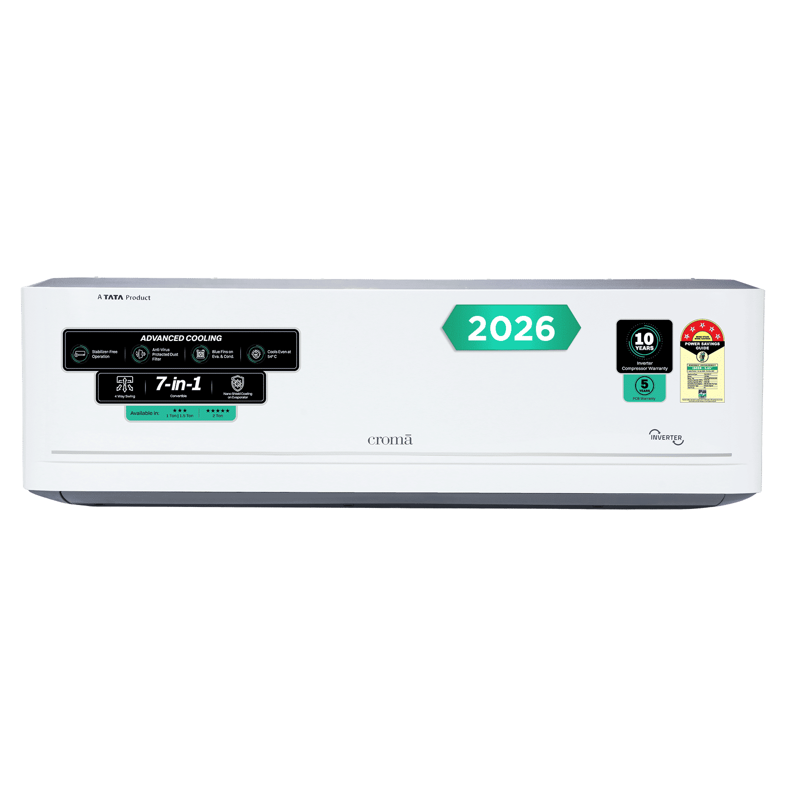 Croma 7 in 1 Convertible 2 Ton 5 Star Inverter Split AC with Antivirus Protection (2026 Model, Copper Condenser)_1