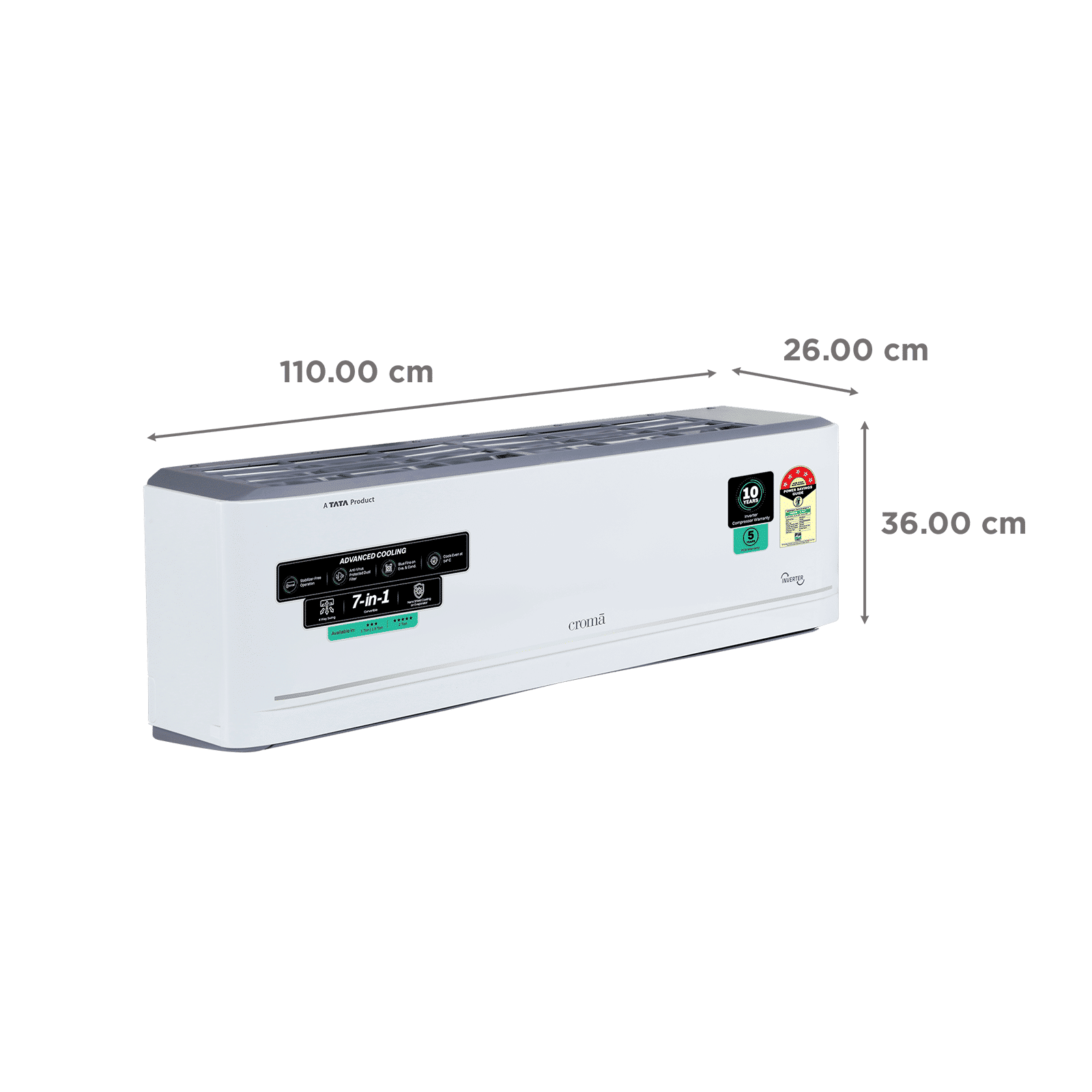 Croma 7 in 1 Convertible 2 Ton 5 Star Inverter Split AC with Antivirus Protection (2026 Model, Copper Condenser)_3