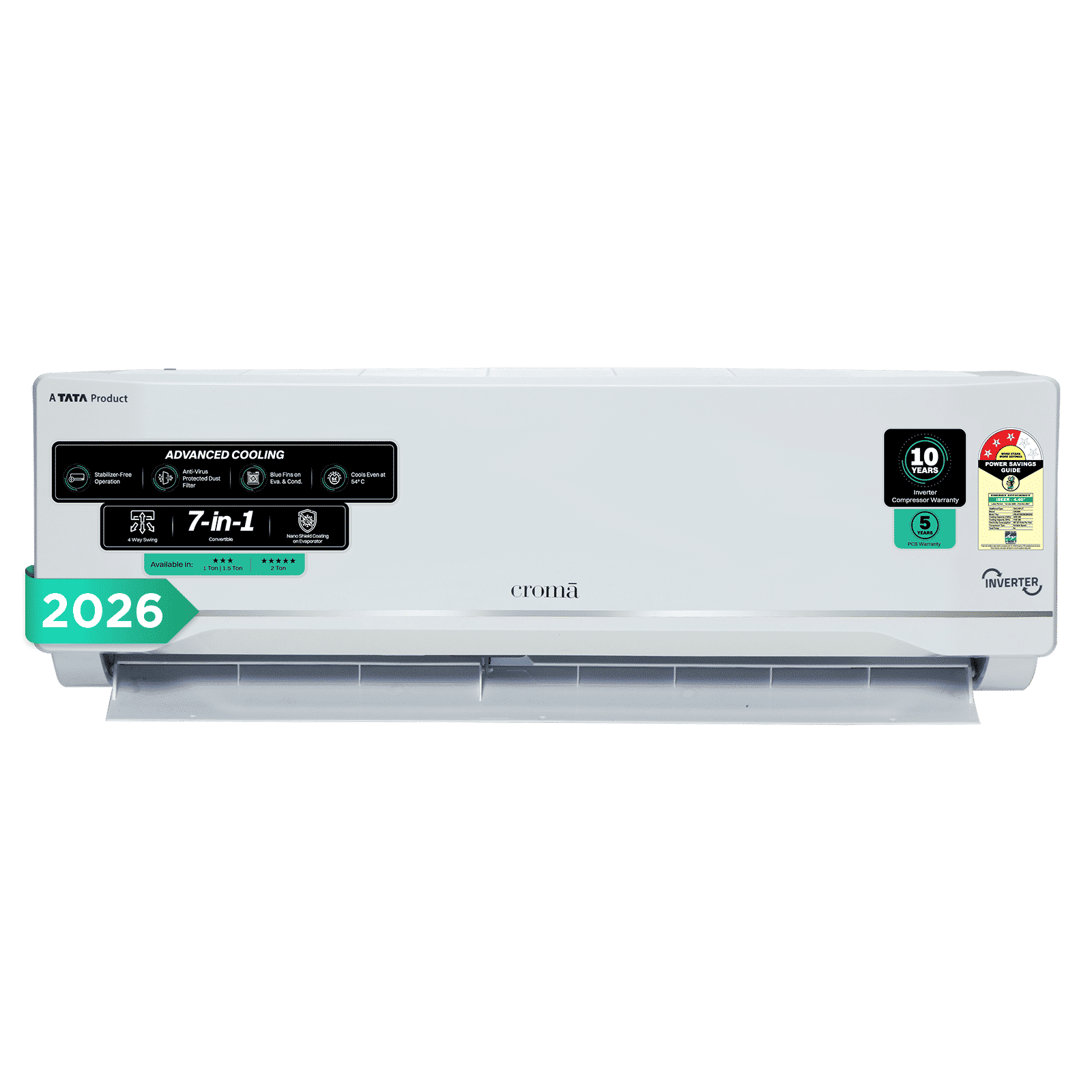 Croma 7 in 1 Convertible 1 Ton 3 Star Inverter Split AC with Anti Viral Dust Filter (2026 Model, Copper Condenser, CRLA012IND283280) Croma 7 in 1 Convertible 1 Ton 3 Star Inverter Split AC with Anti Viral Dust Filter (2026 Model, Copper Condenser, CRLA012IND283280)_1
