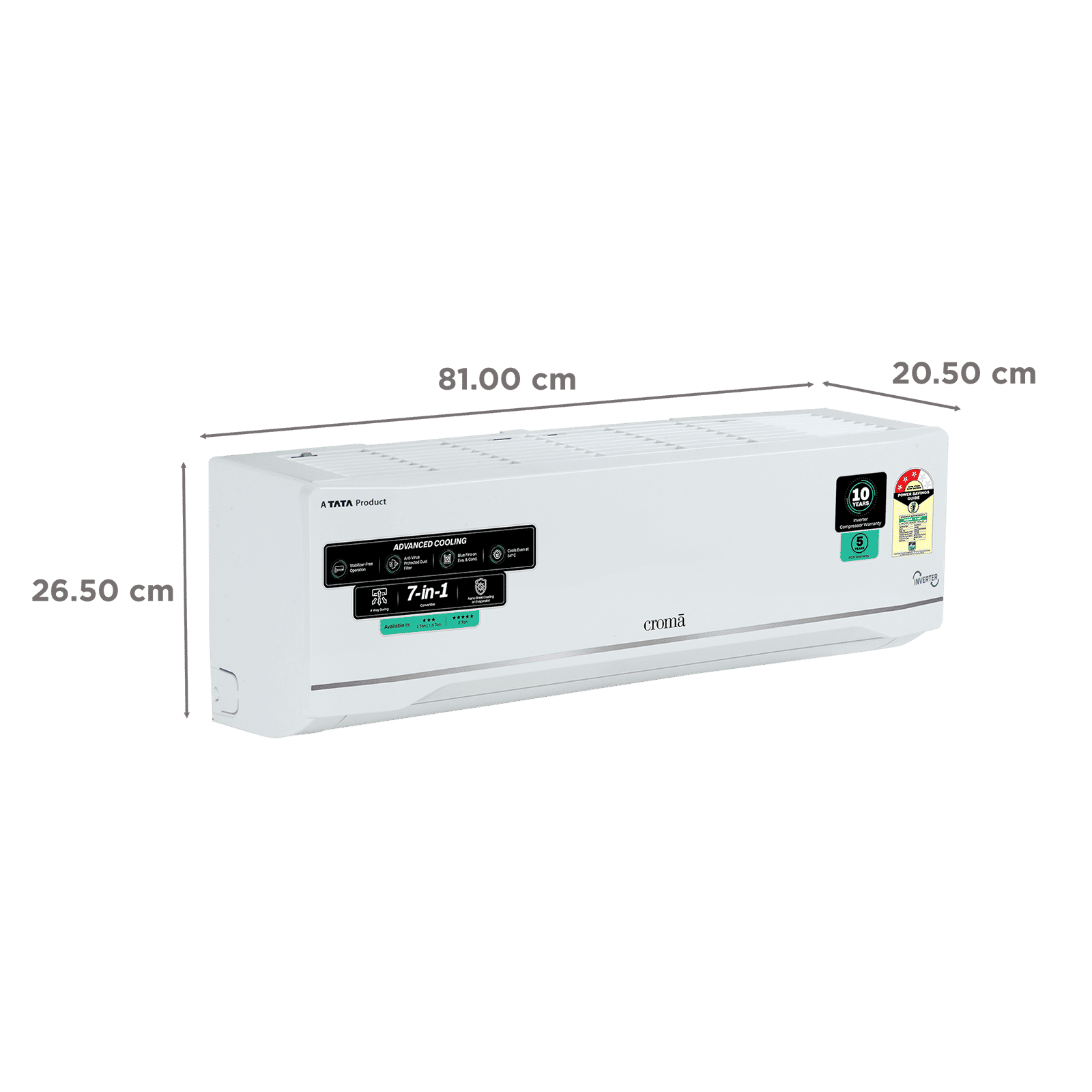 Croma 7 in 1 Convertible 1 Ton 3 Star Inverter Split AC with Anti Viral Dust Filter (2026 Model, Copper Condenser, CRLA012IND283280)_3