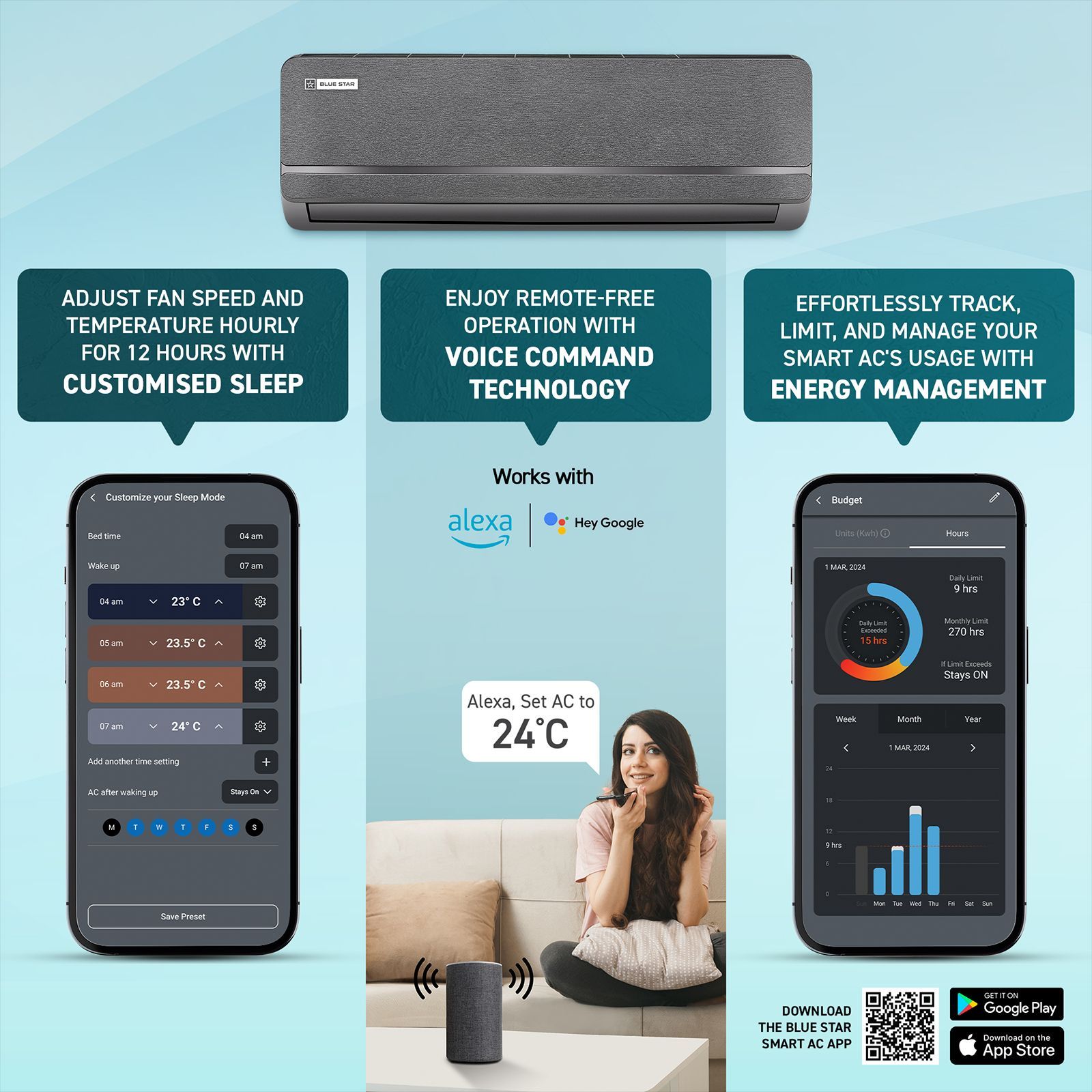 Blue Star Iconia S Series 5 in 1 Convertible 1.5 Ton 5 Star Inverter Split Smart AC with Voice Command Technology (2025 Model, Copper Condenser, IE518SNUR)_4
