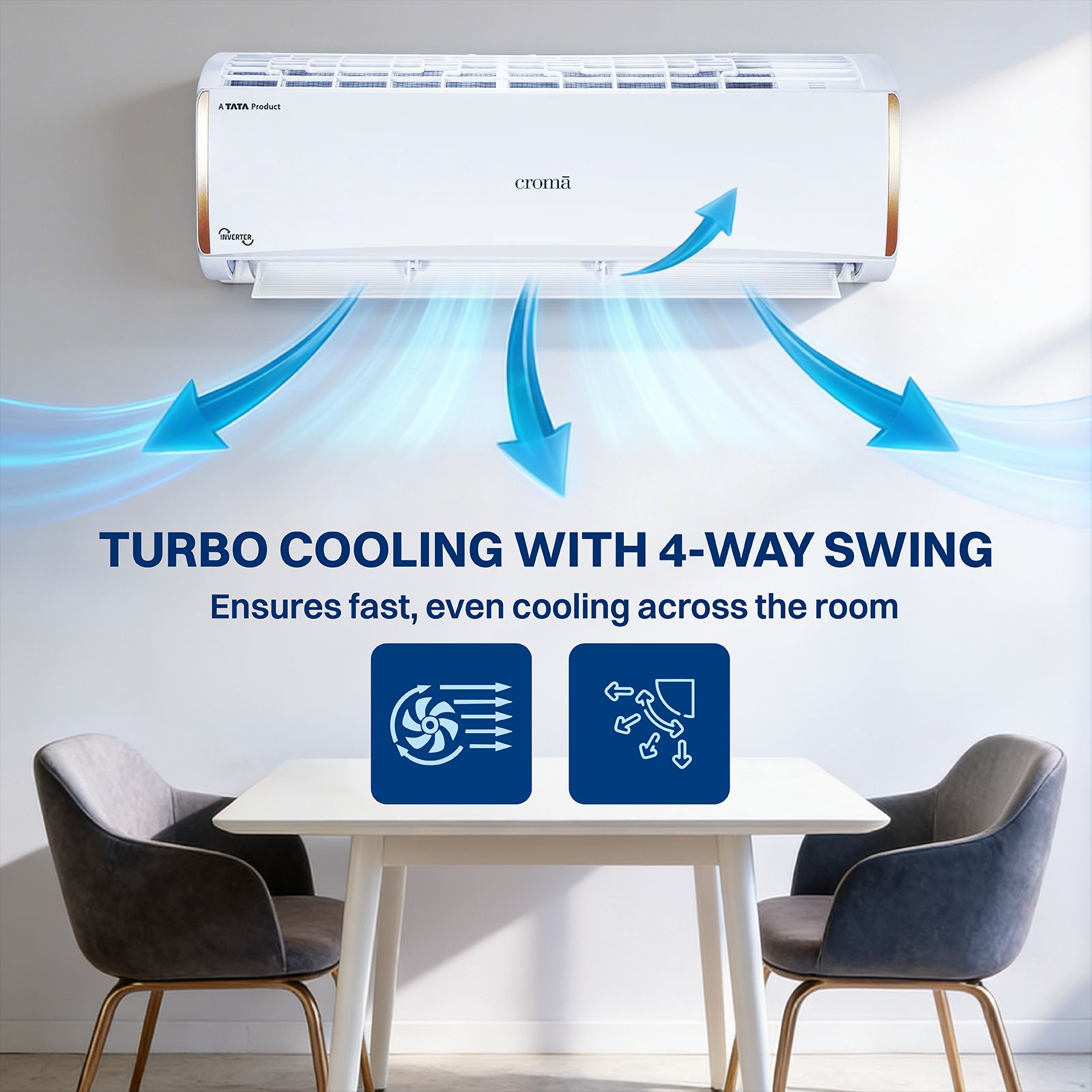 Croma 7 in 1 Convertible 1.5 Ton 3 Star Inverter Split AC with 4 Way Auto Swing (2026 Model, Copper Condenser, CRLA018IND170297) Croma 7 in 1 Convertible 1.5 Ton 3 Star Inverter Split AC with 4 Way Auto Swing (2026 Model, Copper Condenser, CRLA018IND170297)_6