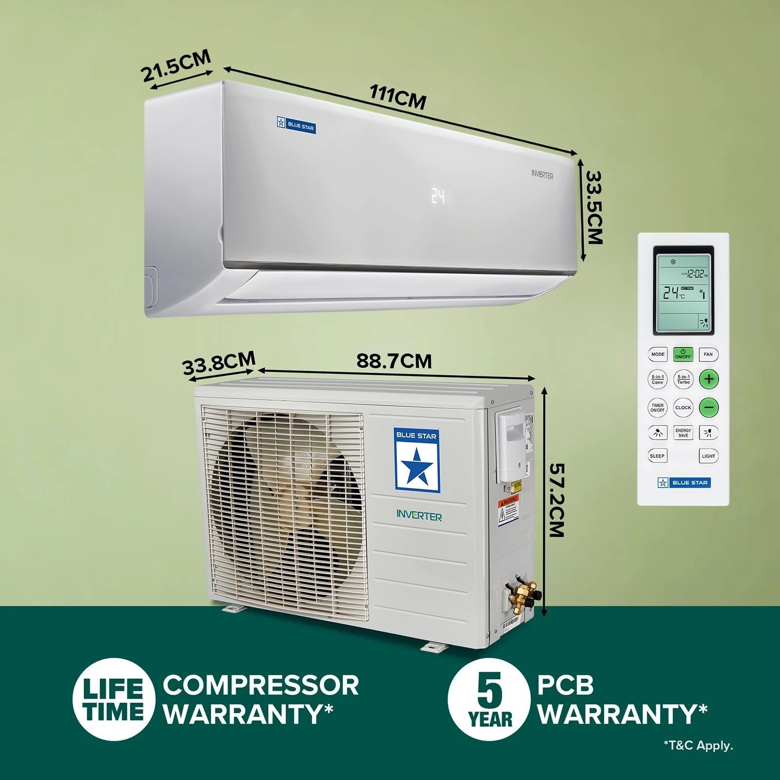 Blue Star D Series 5 in 1 Convertible 2 Ton 3 Star Inverter Split AC with Turbo Cool (2025 Model, Copper Condenser, IF324DNU)_13
