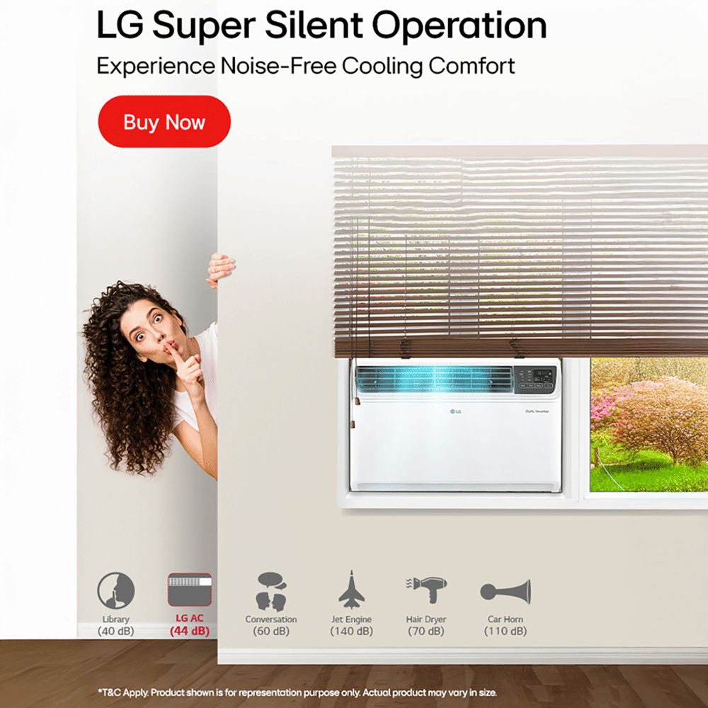 LG 4-in-1 Convertible 1.5 Ton 3 Star Window AC with Dual Rotary Compressor (Copper Condenser, AW-Q18WUXA.ASLG) LG 4-in-1 Convertible 1.5 Ton 3 Star Window AC with Dual Rotary Compressor (Copper Condenser, AW-Q18WUXA.ASLG)_9