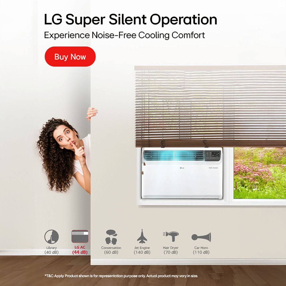 LG 4-in-1 Convertible 1.5 Ton 3 Star Window AC with Dual Rotary Compressor (Copper Condenser, AW-Q18WWXA.ASLG) LG 4-in-1 Convertible 1.5 Ton 3 Star Window AC with Dual Rotary Compressor (Copper Condenser, AW-Q18WWXA.ASLG)_10