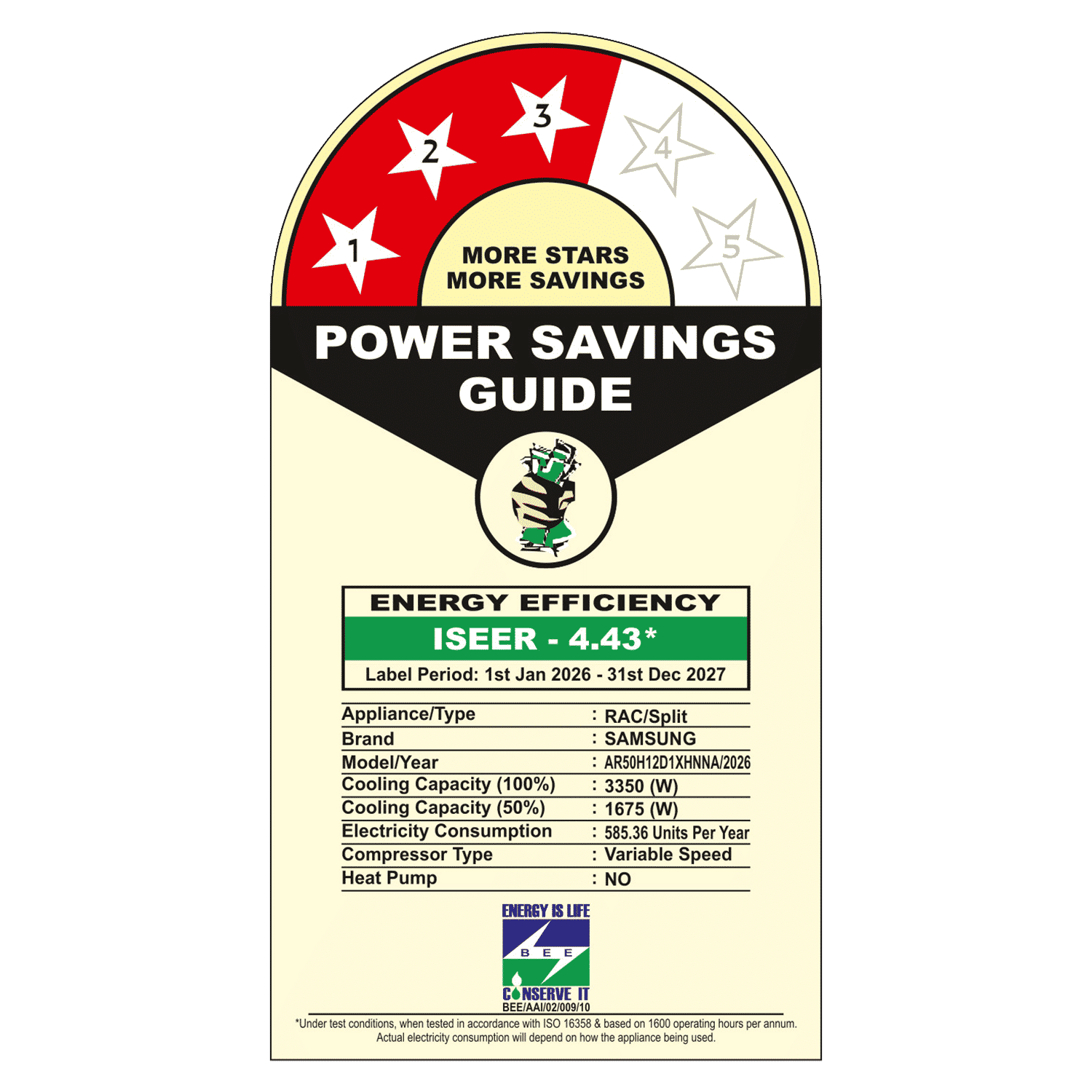 SAMSUNG 5 in 1 Convertible 1 Ton 3 Star Inverter Split Smart AC with Bespoke AI (2026 Model, Copper Condenser, AR50H12D1XHNNA)_2