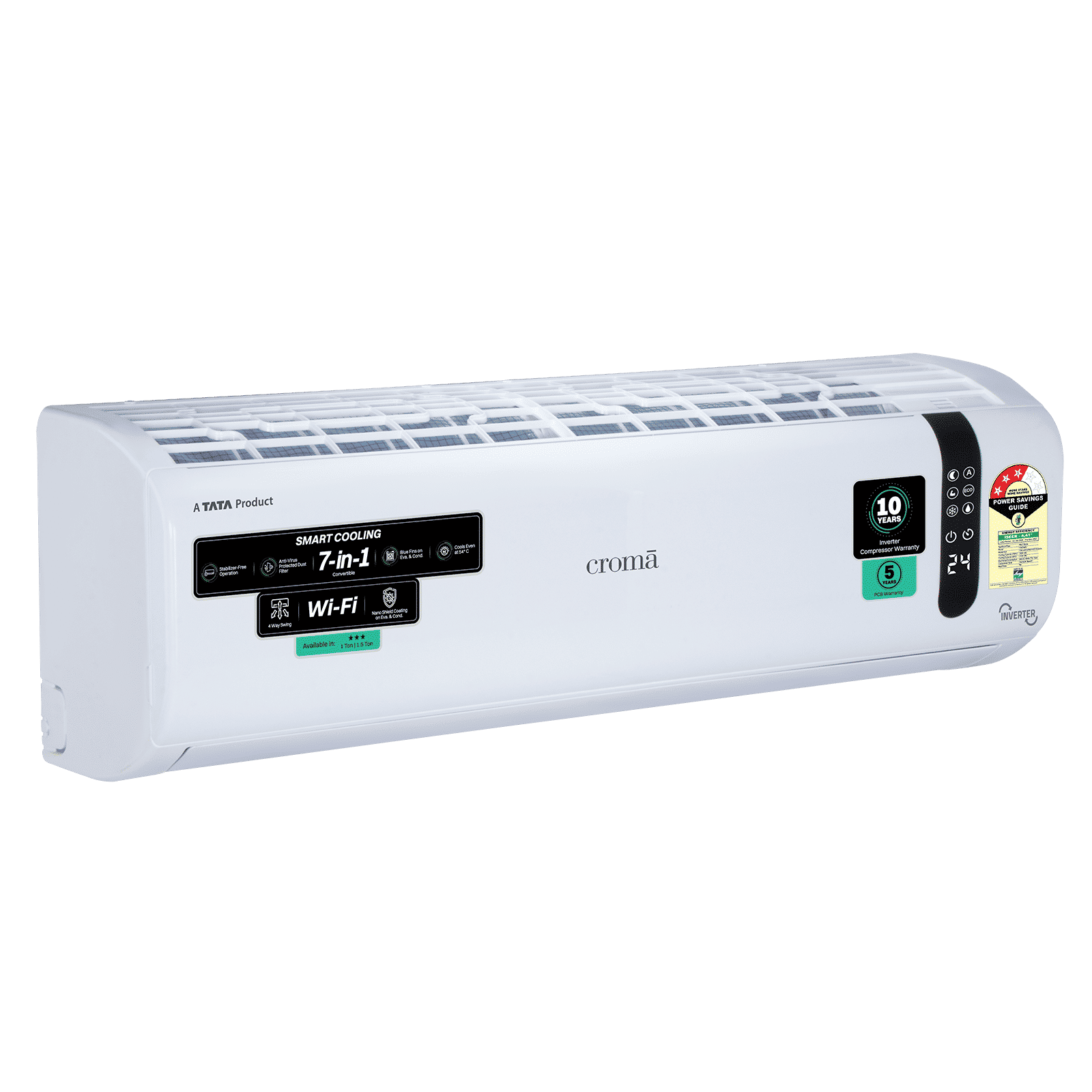 Croma 7 in 1 Convertible 1 Ton 3 Star Inverter Split Smart AC with Nano Shield and Blue Fin Protection (2026 Model, Copper Condenser, CRLAS12IND170210) Croma 7 in 1 Convertible 1 Ton 3 Star Inverter Split Smart AC with Nano Shield and Blue Fin Protection (2026 Model, Copper Condenser, CRLAS12IND170210)_3