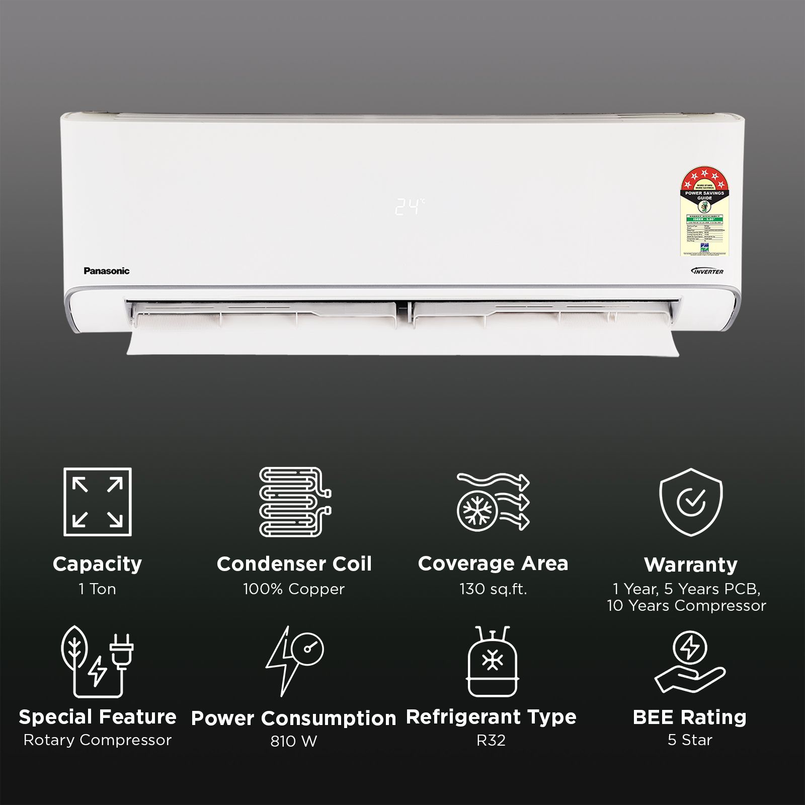 Panasonic EU 8 in 1 Convertible 1 Ton 5 Star Inverter Split Smart AC with Voice Assistant (2026 Model, Copper Condenser, CS/CU-EU12CKY5FM) Panasonic EU 8 in 1 Convertible 1 Ton 5 Star Inverter Split Smart AC with Voice Assistant (2026 Model, Copper Condenser, CS/CU-EU12CKY5FM)_2