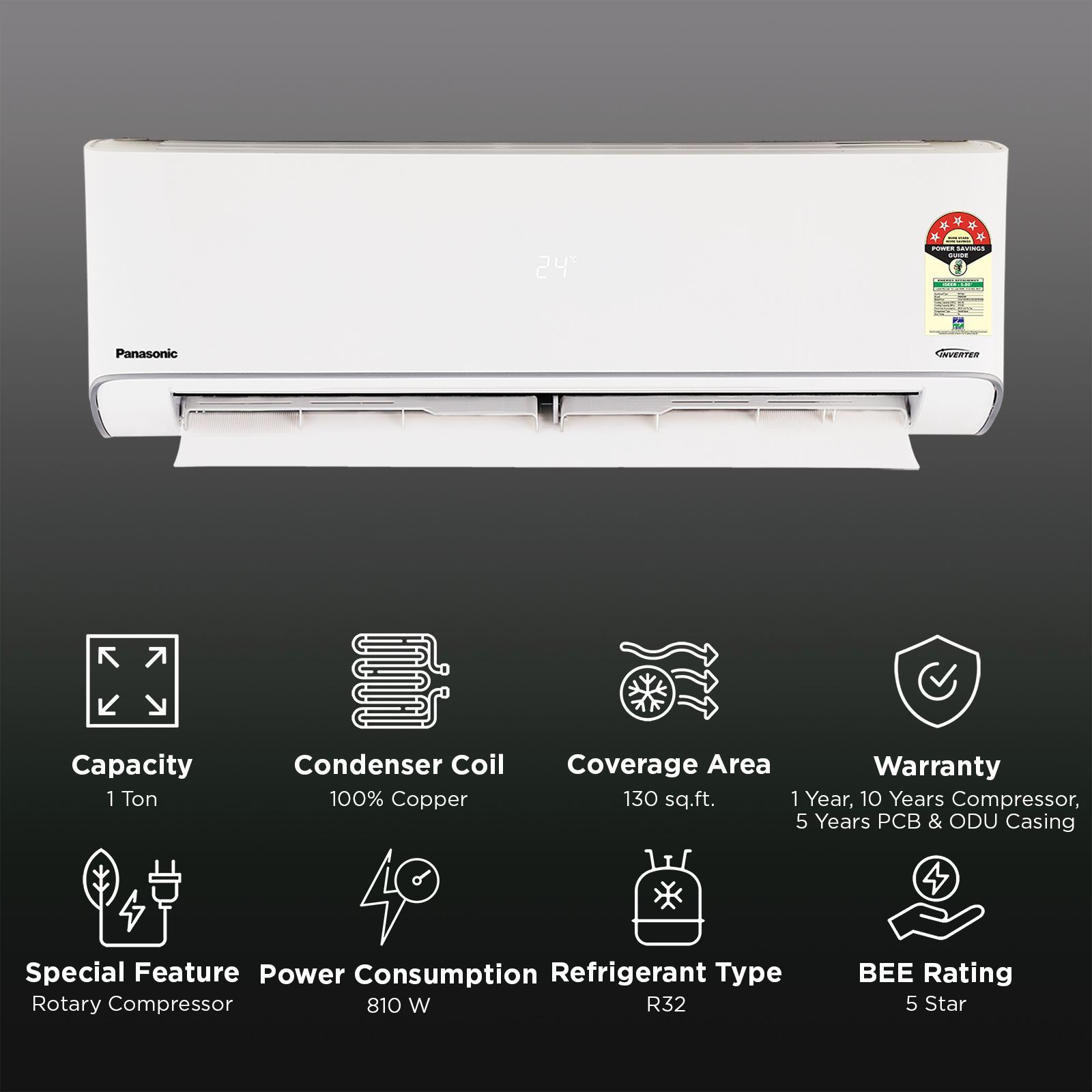Panasonic EU 8 in 1 Convertible 1 Ton 5 Star Inverter Split AC with PM 0.1 Filter (2026 Model, Copper Condenser, CS/CU-EU12CKY5F)_2