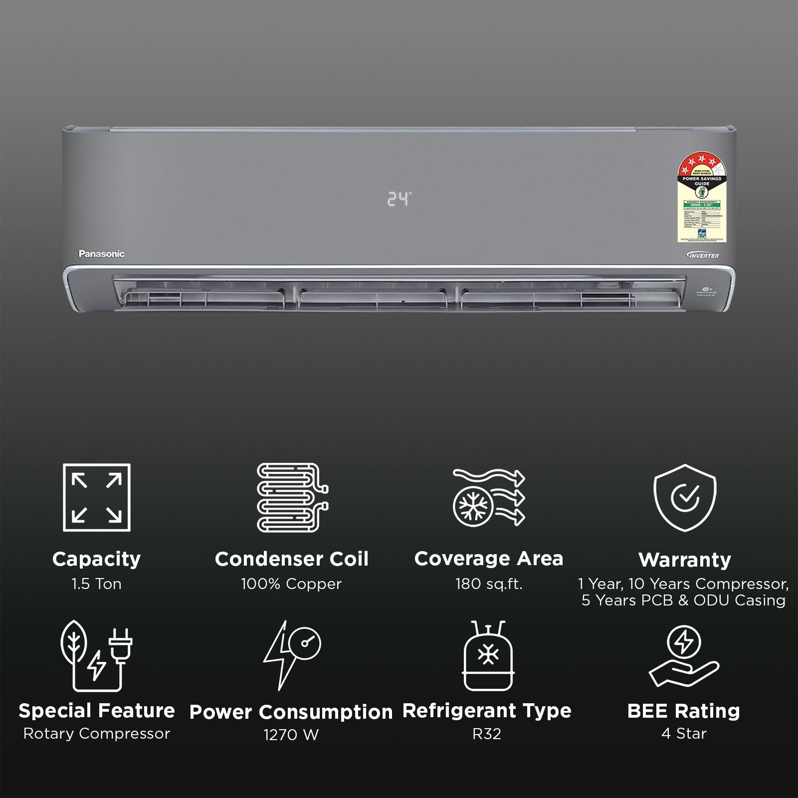 Panasonic WU 8 in 1 Convertible 1.5 Ton 4 Star Inverter Split Smart AC with Google & Alexa Voice Assistant (2026 Model, Copper Condenser, CS/CU-WU18CKY4XFM-P)_2