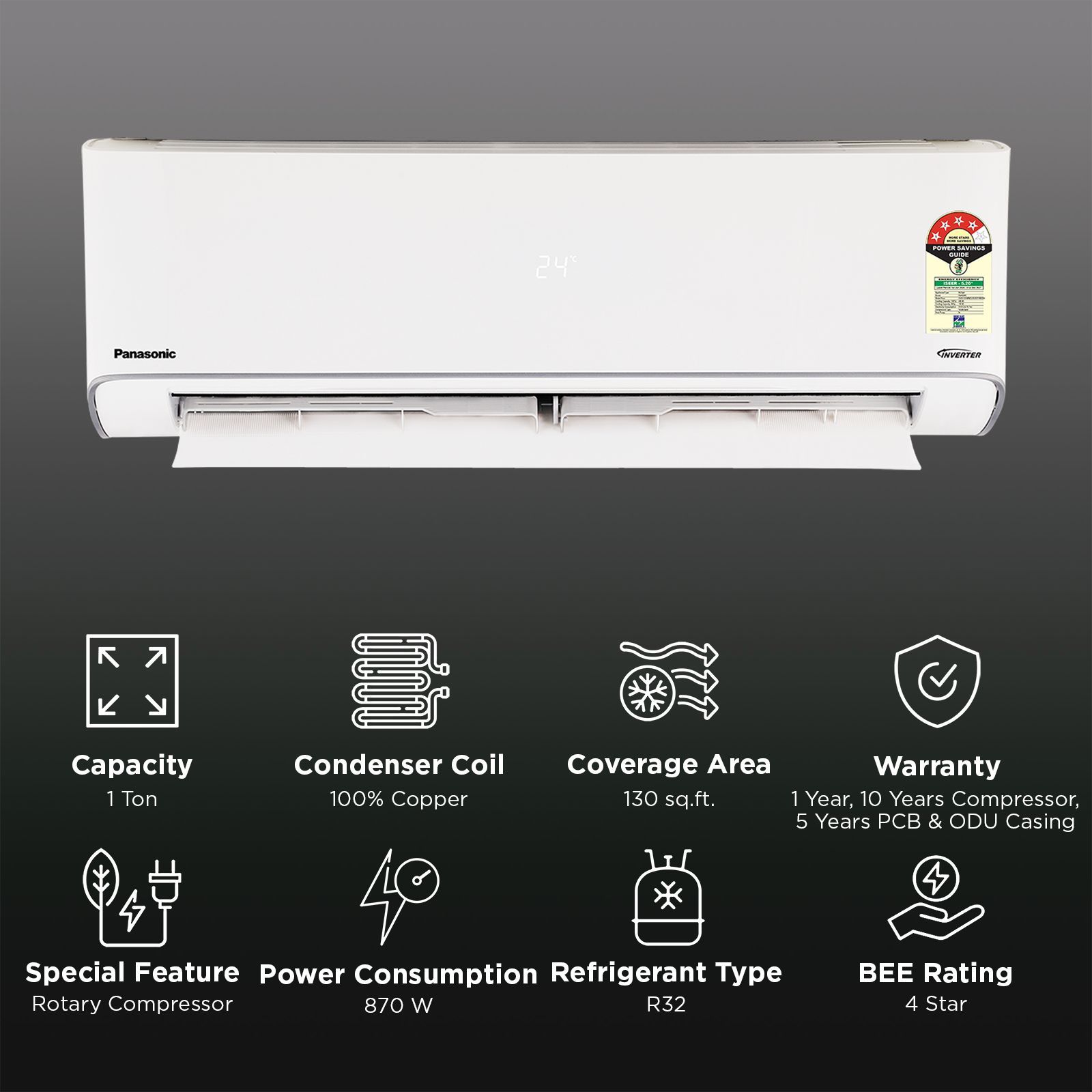 Panasonic EU 8 in 1 Convertible 1 Ton 4 Star Inverter Split Smart AC with Google & Alexa Voice Assistant (2026 Model, Copper Condenser, CS/CU-EU12CKY4FM)_2