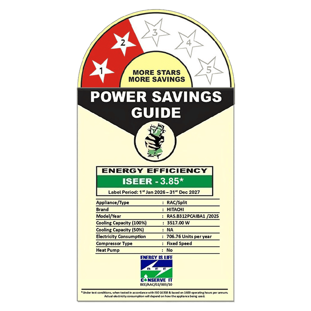 HITACHI Senpai 3200FL 1 Ton 2 Star Fixed Speed Split AC (Copper Condenser, Anti-Bacterial SuperFine Mesh Filter, RAS.B312PCAIBA1)_2