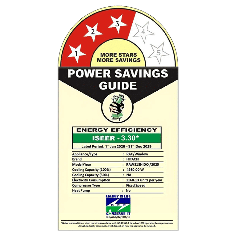 HITACHI Kaze Plus 1.5 Ton 3 Star Fixed Speed Window AC (Copper Condenser, RAW318HIDO) HITACHI Kaze Plus 1.5 Ton 3 Star Fixed Speed Window AC (Copper Condenser, RAW318HIDO)_2