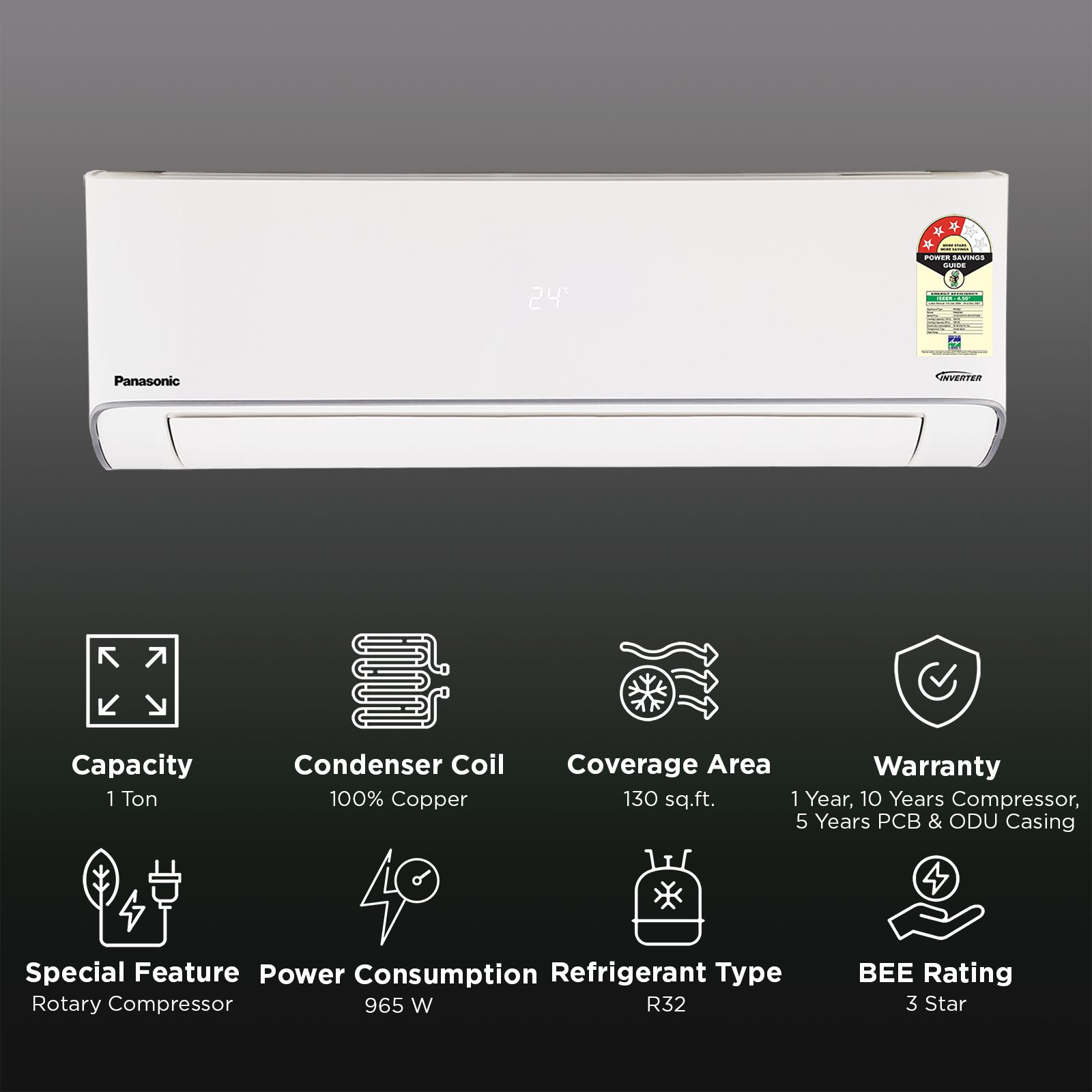 Panasonic EZ 8 in 1 Convertible 1 Ton 3 Star Hot & Cold Inverter Split AC with PM 0.1 Filter (2026 Model, Copper Condenser, CS/CU-EZ12CKYF)_2