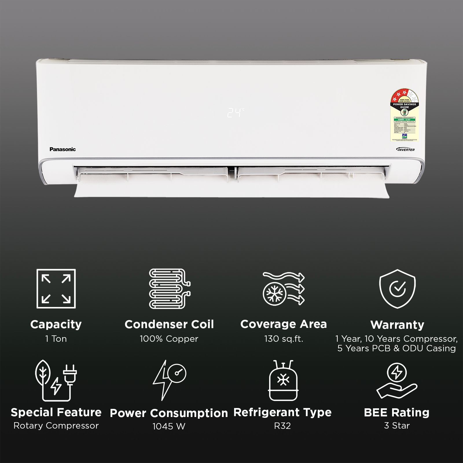 Panasonic EU 8 in 1 Convertible 1 Ton 3 Star Inverter Split Smart AC with Google & Alexa Voice Assistant (2026 Model,Copper Condenser, CS/CU-EU12CKY3FM)_2