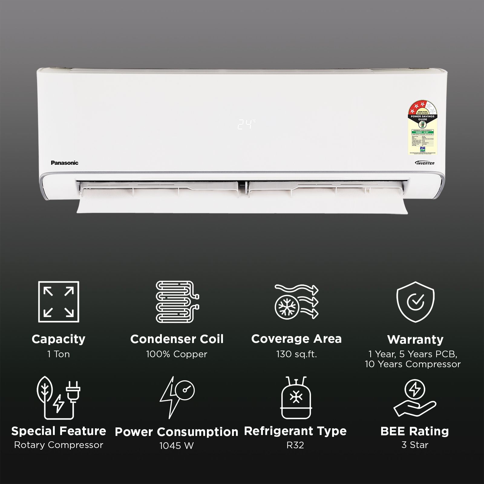 Panasonic EU 8 in 1 Convertible 1 Ton 3 Star Inverter Split AC with PM 0.1 Filter (2026 Model, Copper Condenser, CS/CU-EU12CKY3F)_2