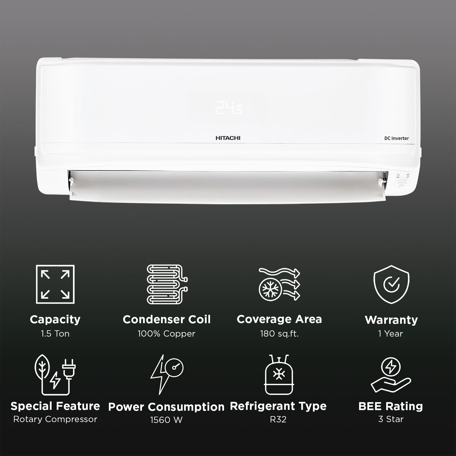 HITACHI IZEN 3500STXL Convertible 1.5 Ton 3 Star Inverter Split AC with Octa Sensor (Copper Condenser, RAS.D318PCD3ST1)_2