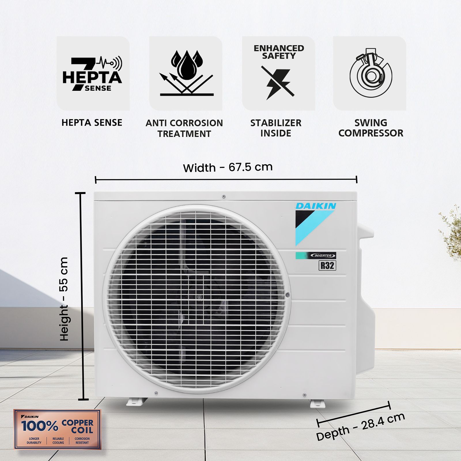 DAIKIN 1 Ton 5 Star Inverter Split AC (Copper Condenser, PM 2.5 Filter, ATKM35XV16VAA)_8