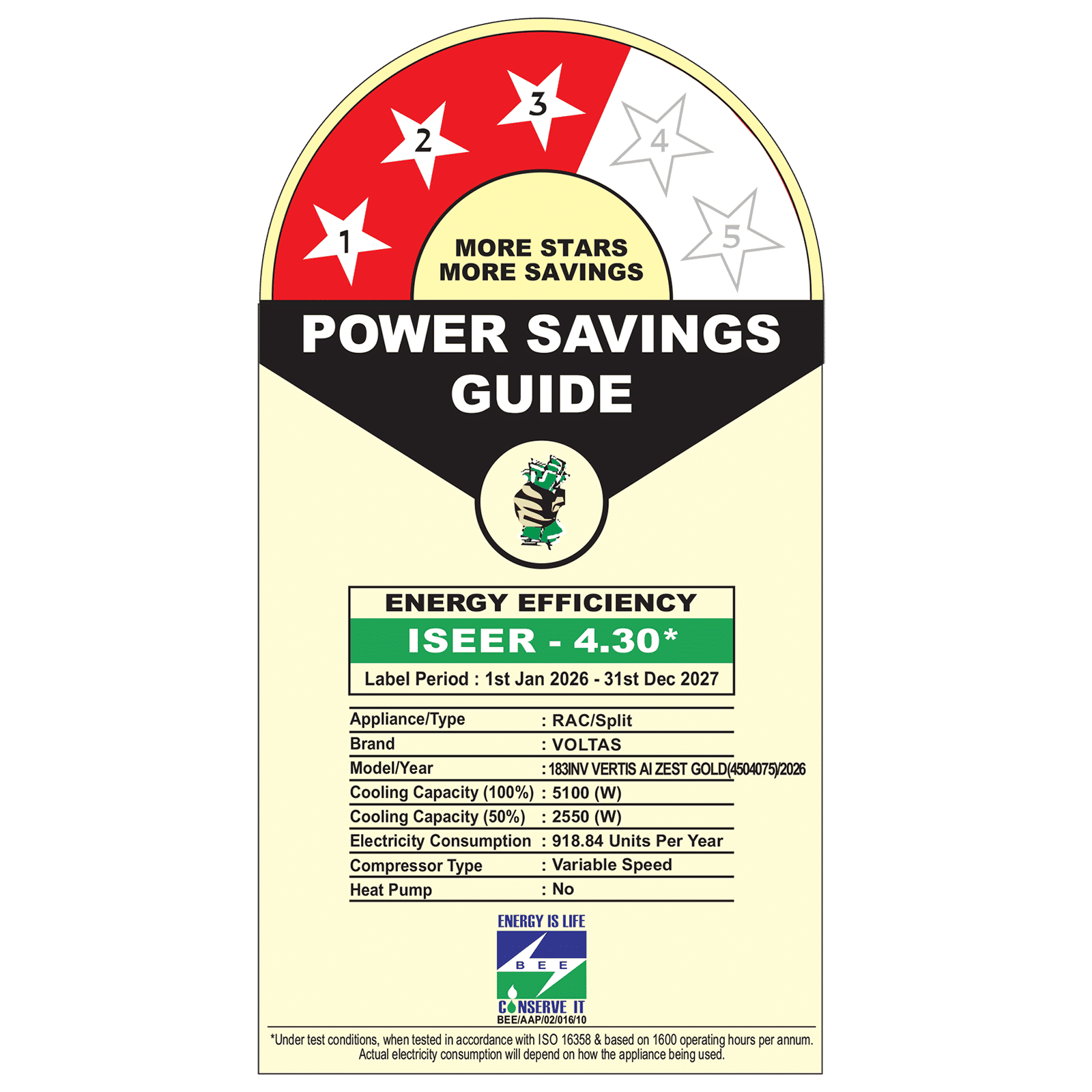 VOLTAS 183INV VERTIS AI ZEST GOLD Convertible 1.5 Ton 3 Star Inverter Split AC with Hidden Display (2026 Model, Copper Condenser, 4504075)_2