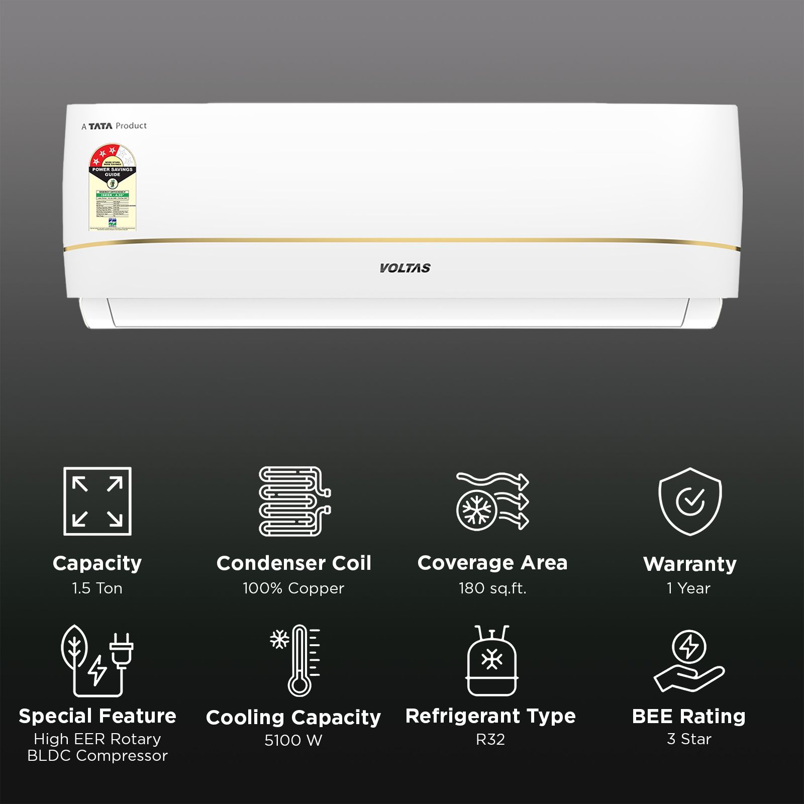 VOLTAS 183INV VERTIS CELESTIA MARVEL Convertible 1.5 Ton 3 Star Inverter Split AC with Hidden Display (2026 Model, Copper Condenser, 4504152)_2