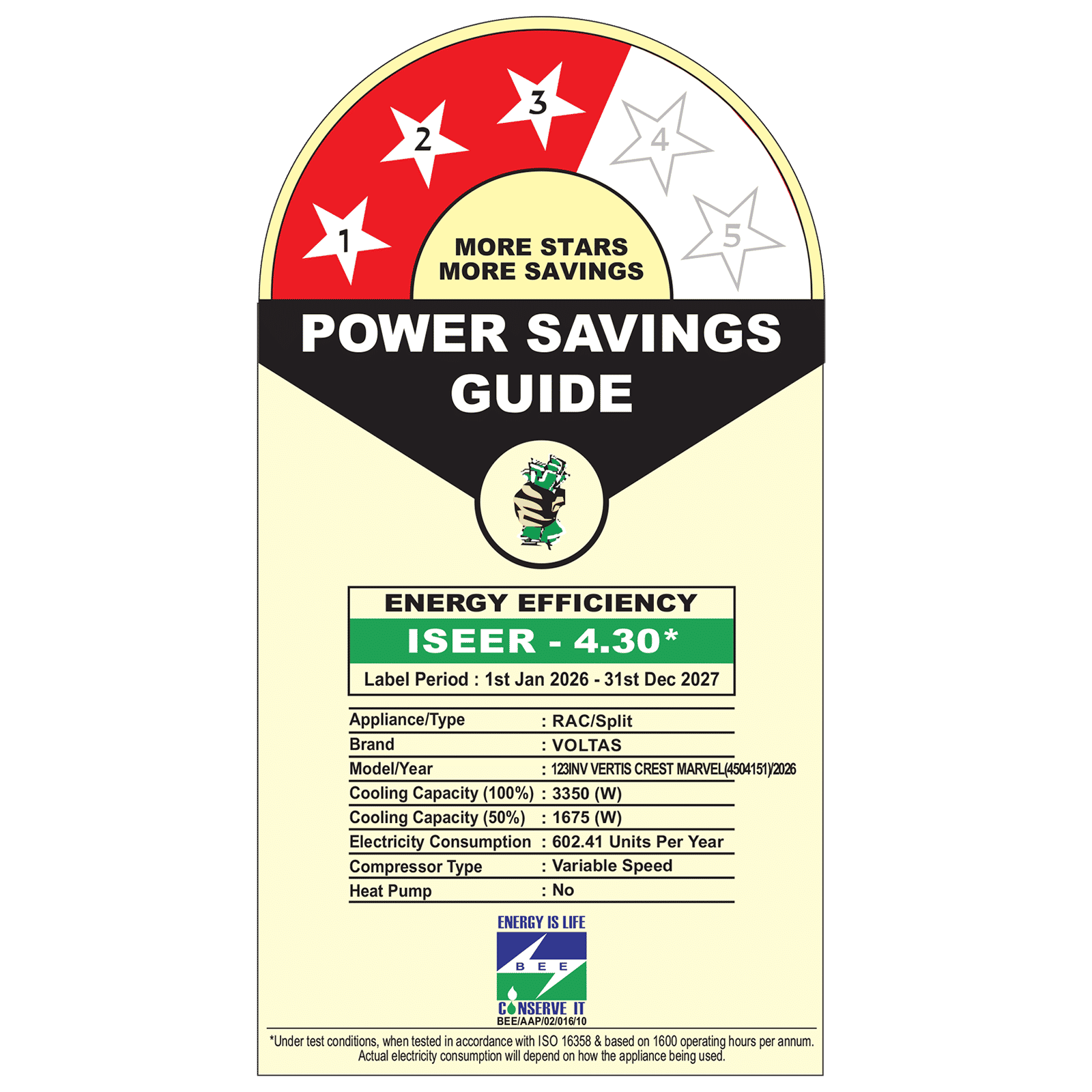 VOLTAS 123INV VERTIS CREST MARVEL Convertible 1 Ton 3 Star Inverter Split AC with Hidden Display (2026 Model, Copper Condenser, 4504151)_2