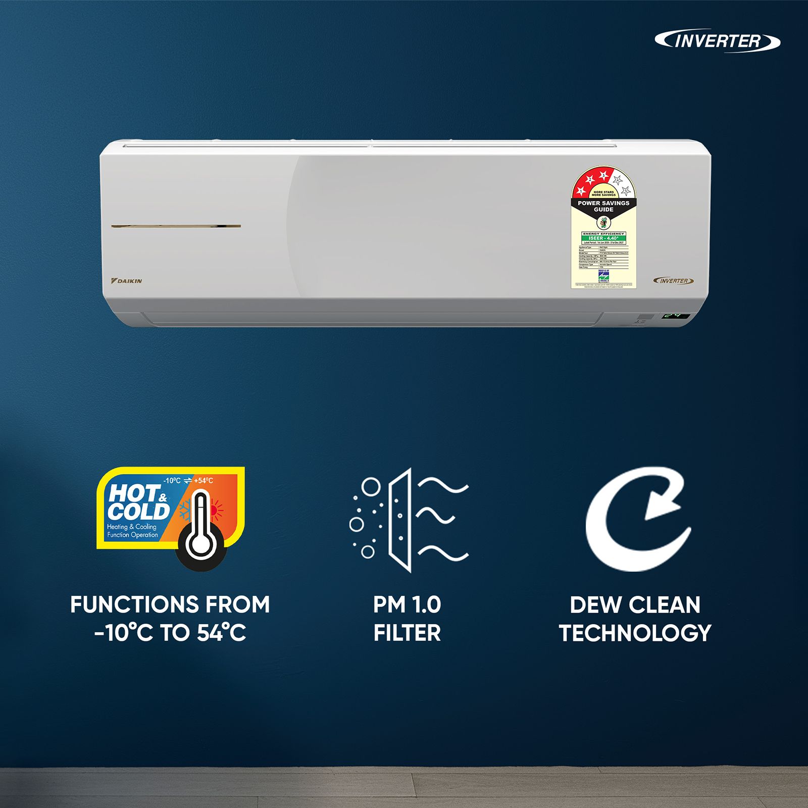 DAIKIN 1 Ton 3 Star Hot & Cold Inverter Split AC (Copper Condenser, PM 1.0 Filter, FTHT35XV16WAA)_4