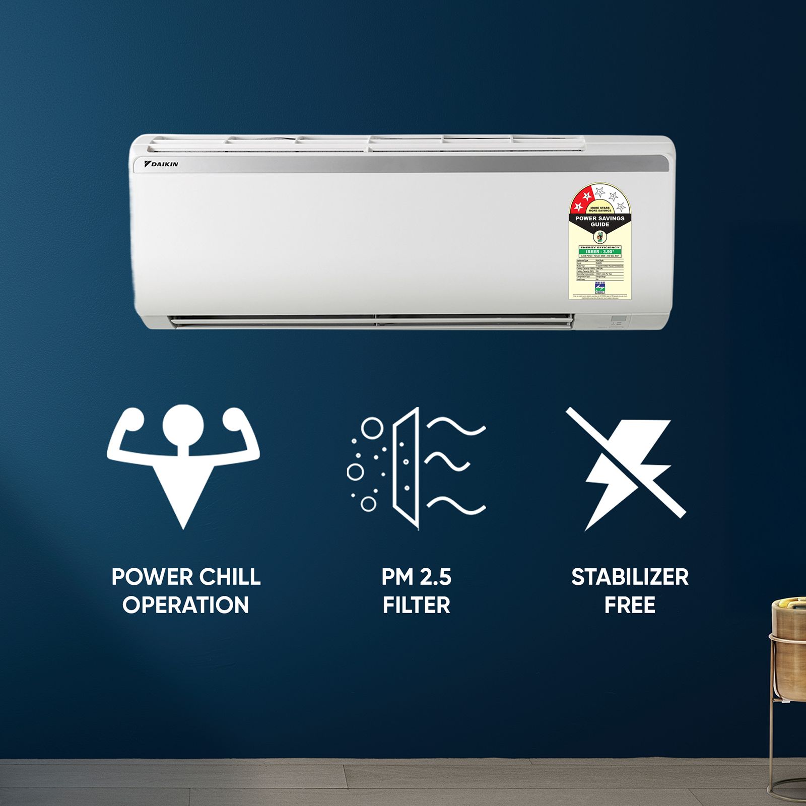 DAIKIN 0.8 Ton 2 Star Split AC (Copper Condenser, PM 2.5 Filter, FTQ28XV16WBA)_4