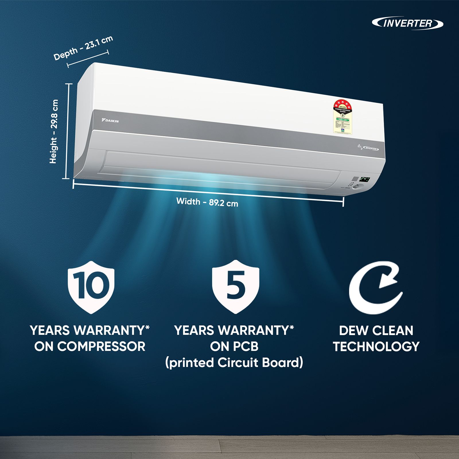 DAIKIN 1 Ton 5 Star Inverter Split Smart AC with Voice & App Control (Copper Condenser, PM 1.0 Filter, JTKJ35XV16VAA)_5
