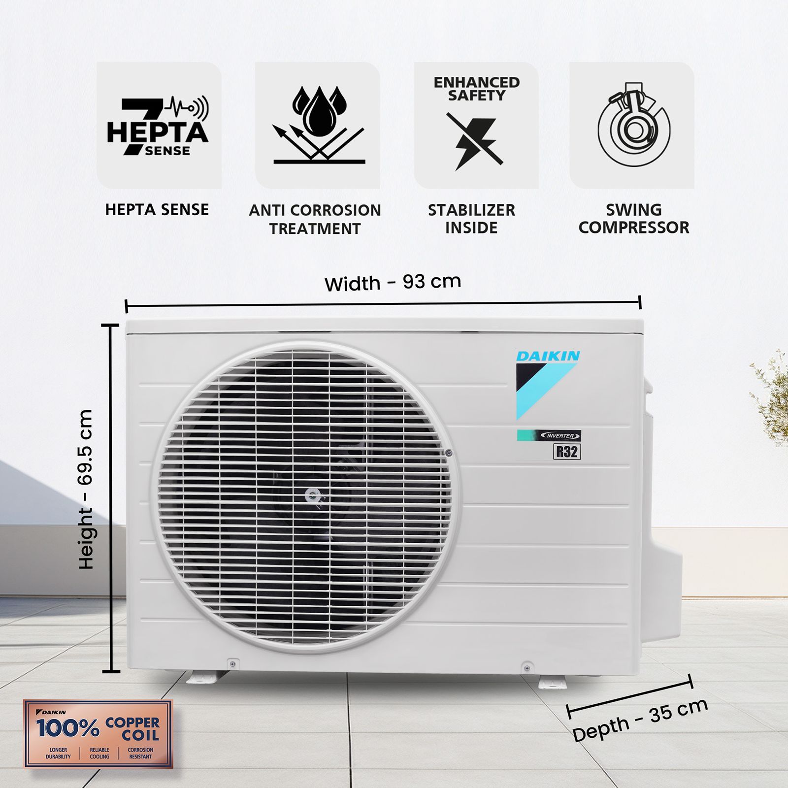 DAIKIN 2.6 Ton 3 Star Inverter Split AC (Copper Condenser, PM 2.5 Filter, FTKL90XV16LAA)_8