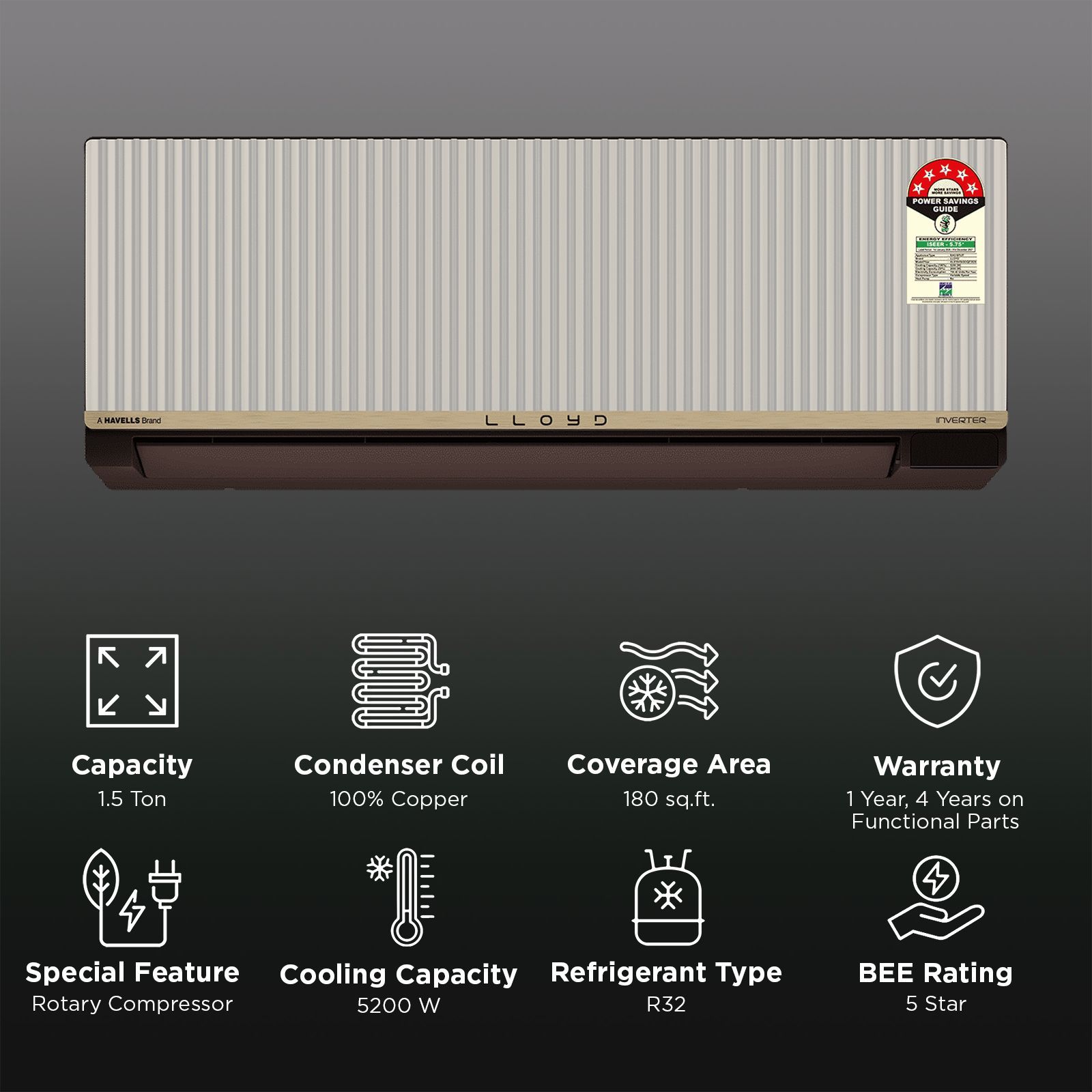 LLOYD Stunnair Convertible 1.5 Ton 5 Star Inverter Split Smart AC with In-built Air Purifier (2026 Model, Copper Condenser, GLS19V5ASOQZ) LLOYD Stunnair Convertible 1.5 Ton 5 Star Inverter Split Smart AC with In-built Air Purifier (2026 Model, Copper Condenser, GLS19V5ASOQZ)_2