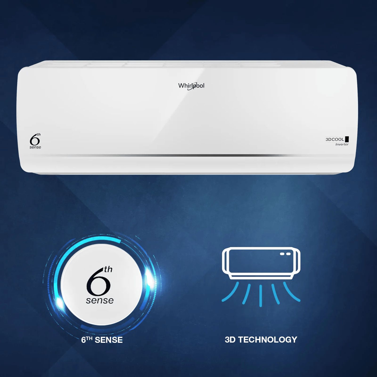 Whirlpool 3D Cool 5 in 1 Convertible 1.5 Ton 5 Star Inverter Split AC with 6th Sense Technology (Copper Condenser, 41501) Whirlpool 3D Cool 5 in 1 Convertible 1.5 Ton 5 Star Inverter Split AC with 6th Sense Technology (Copper Condenser, 41501)_2