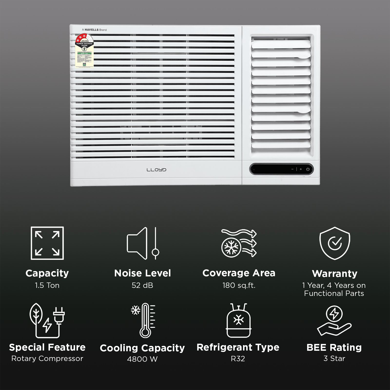 LLOYD 1.5 Ton 3 Star Window AC (2026 Model, Alloy Condenser, GLW18D3LGSPR) LLOYD 1.5 Ton 3 Star Window AC (2026 Model, Alloy Condenser, GLW18D3LGSPR)_2