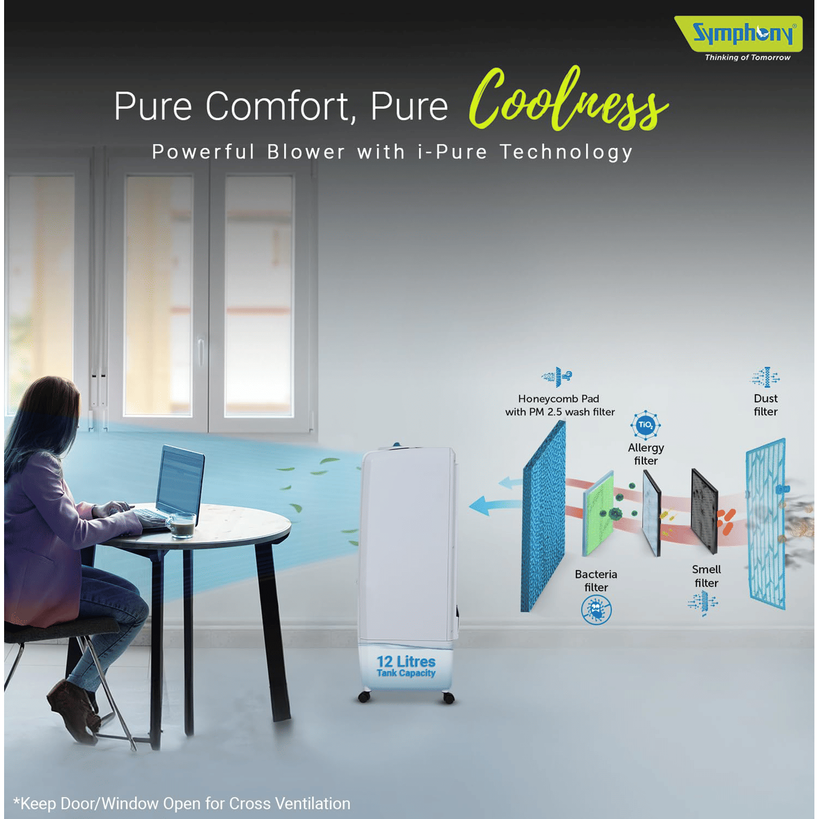 Symphony Diet 12T 12 Litres Personal Air Cooler with i-Pure Technology (Cool Flow Dispenser, White) Symphony Diet 12T 12 Litres Personal Air Cooler with i-Pure Technology (Cool Flow Dispenser, White)_11