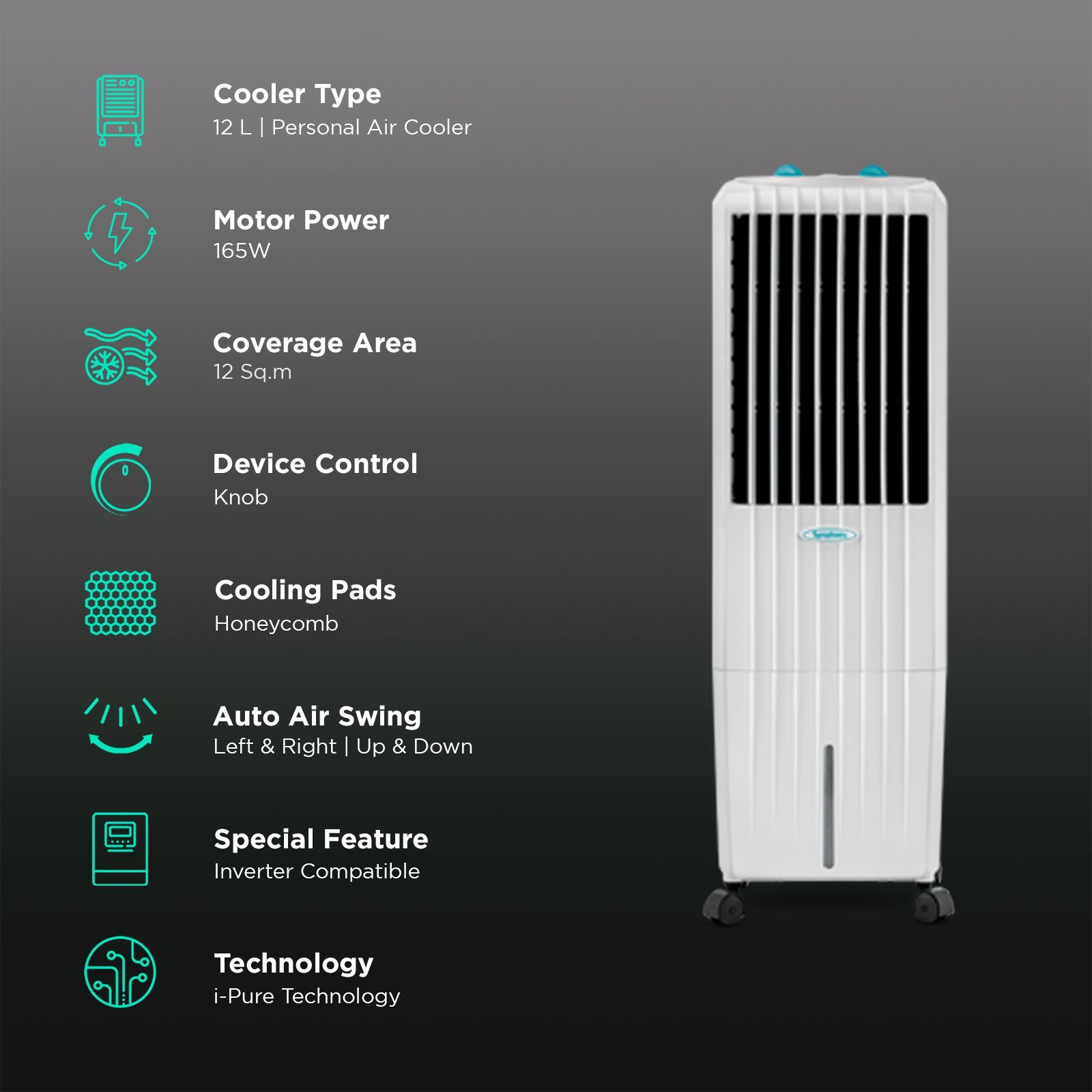 Symphony Diet 12T 12 Litres Personal Air Cooler with i-Pure Technology (Cool Flow Dispenser, White) Symphony Diet 12T 12 Litres Personal Air Cooler with i-Pure Technology (Cool Flow Dispenser, White)_3