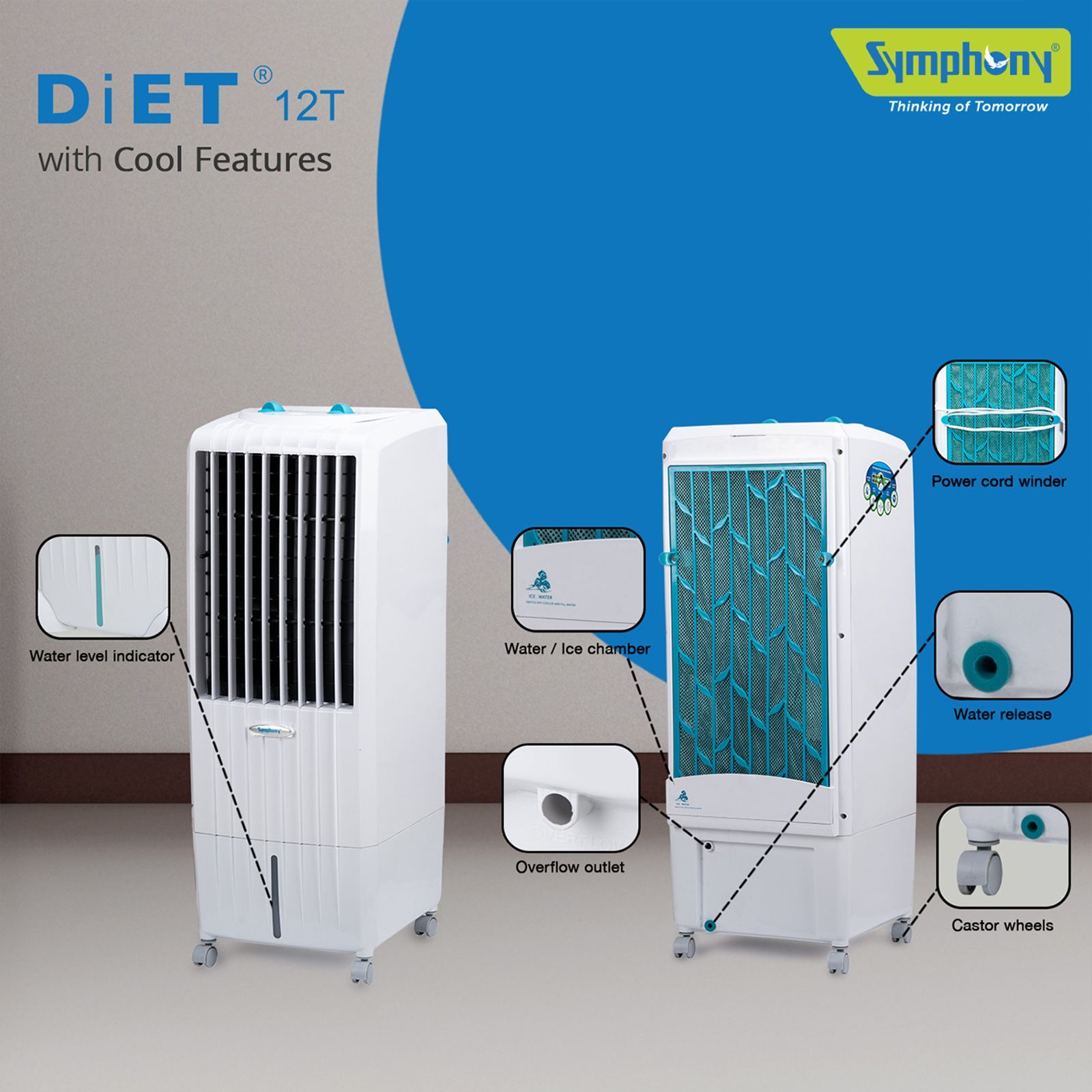 Symphony Diet 12T 12 Litres Personal Air Cooler with i-Pure Technology (Cool Flow Dispenser, White) Symphony Diet 12T 12 Litres Personal Air Cooler with i-Pure Technology (Cool Flow Dispenser, White)_9