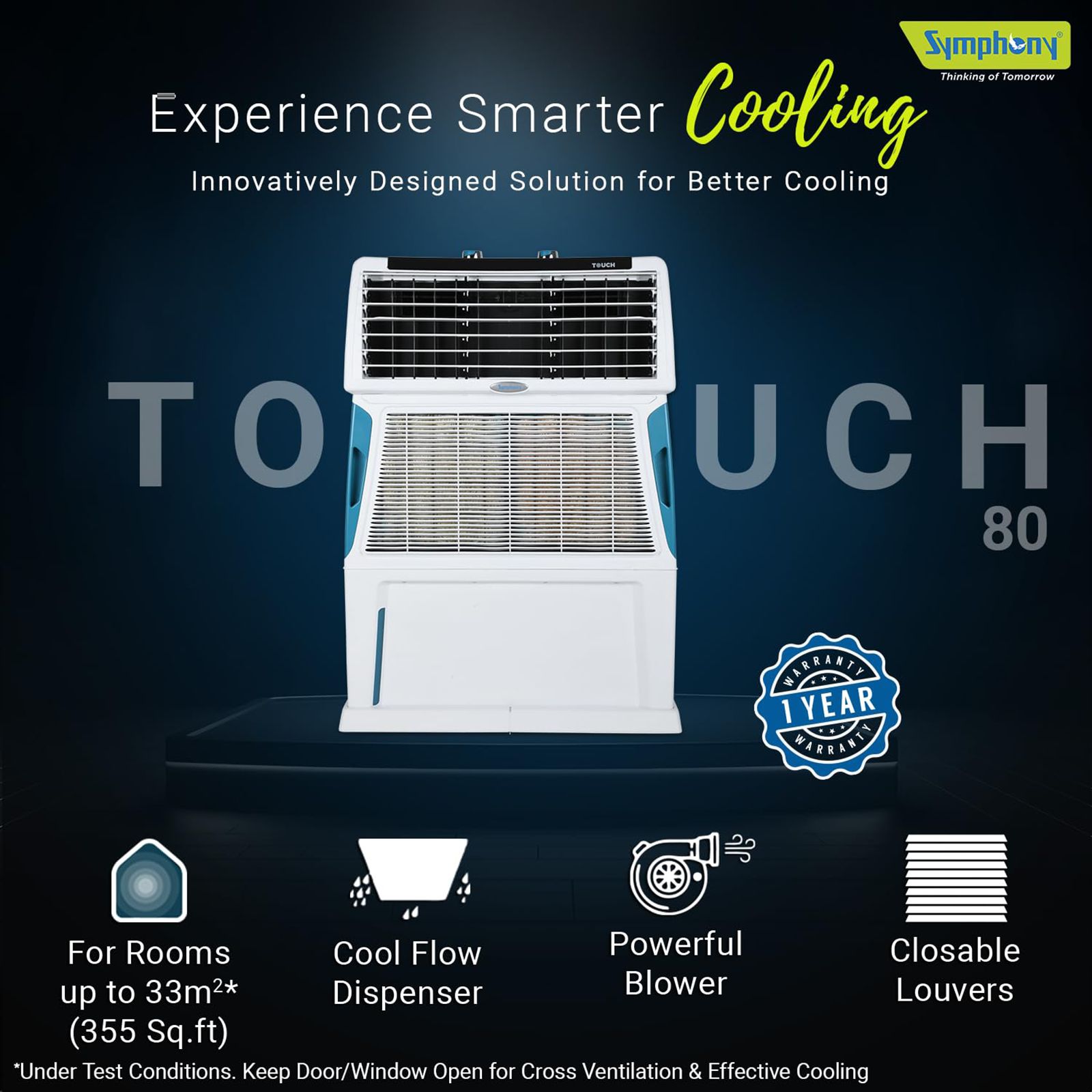 Symphony Touch 80 Litres Desert Air Cooler with i-Pure Technology (Inverter Compatible, White)_9