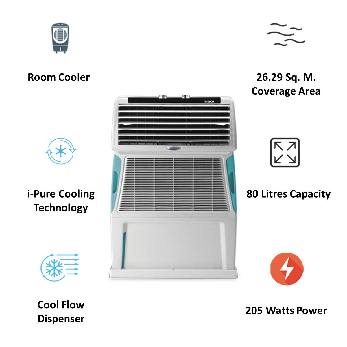 Symphony Touch 80 Litres Desert Air Cooler with i-Pure Technology (Inverter Compatible, White)_4