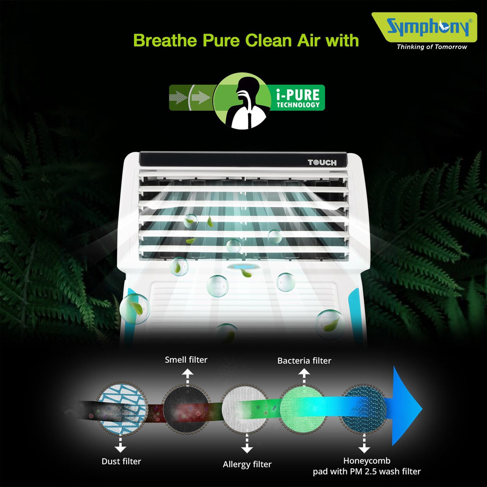 Symphony Touch 35 Litres Room Air Cooler with SMPS Technology (Voice Assistant, White)_11