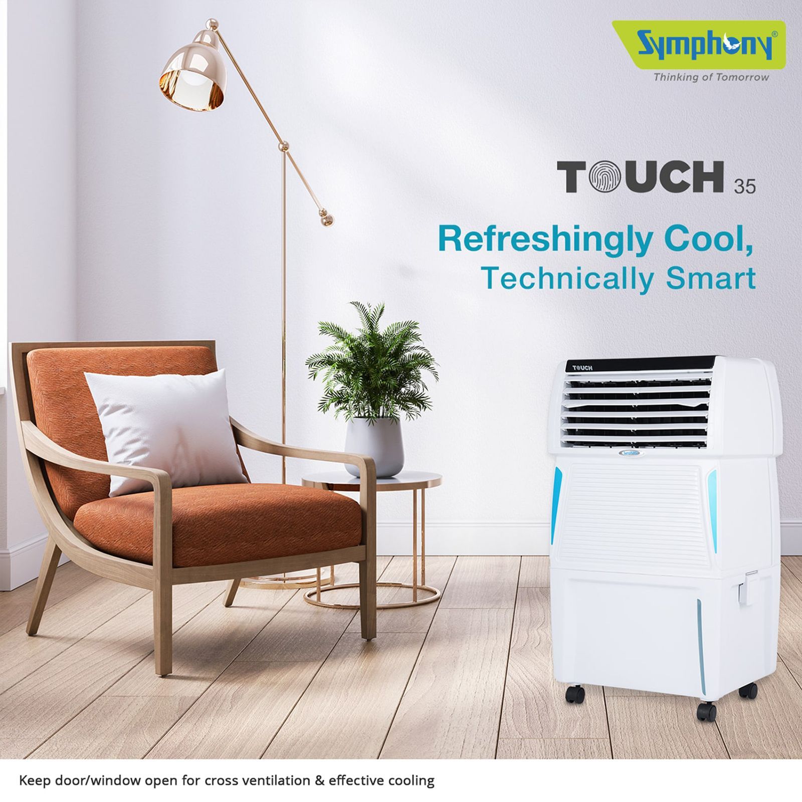Symphony Touch 35 Litres Room Air Cooler with SMPS Technology (Voice Assistant, White)_14