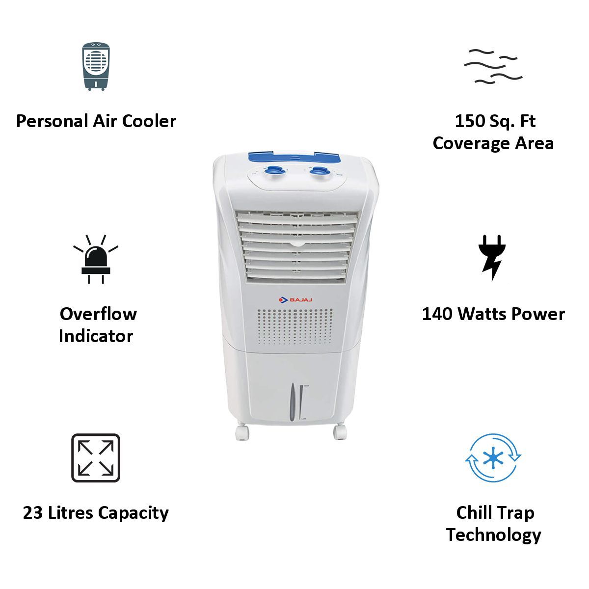 BAJAJ Frio 23 Litres Room Air Cooler (Chill Trap Technology, 480065, White)_4